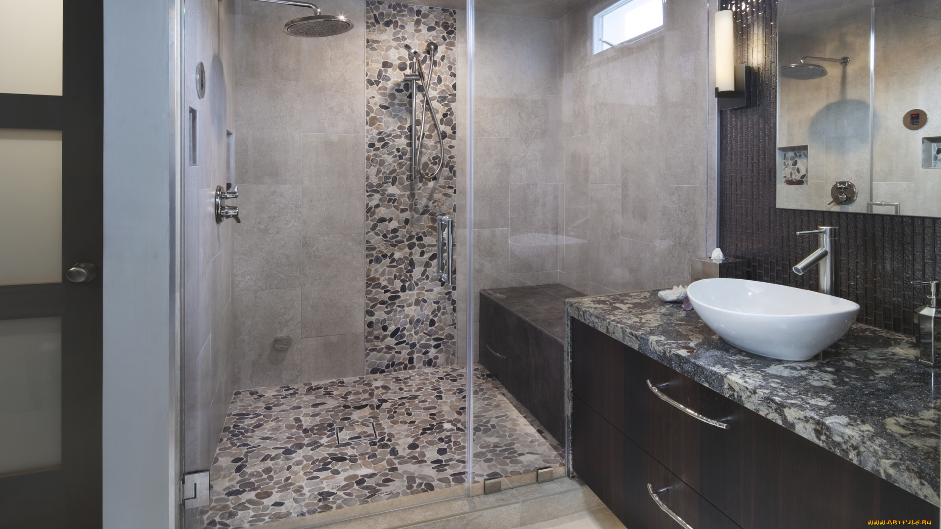 интерьер, ванная, и, туалетная, комнаты, дизайн, стиль, ванная