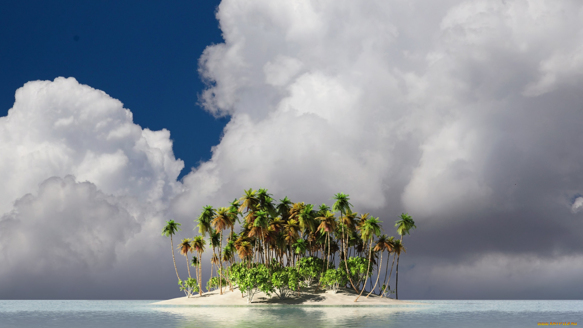 природа, тропики, остров, пальмы, вода