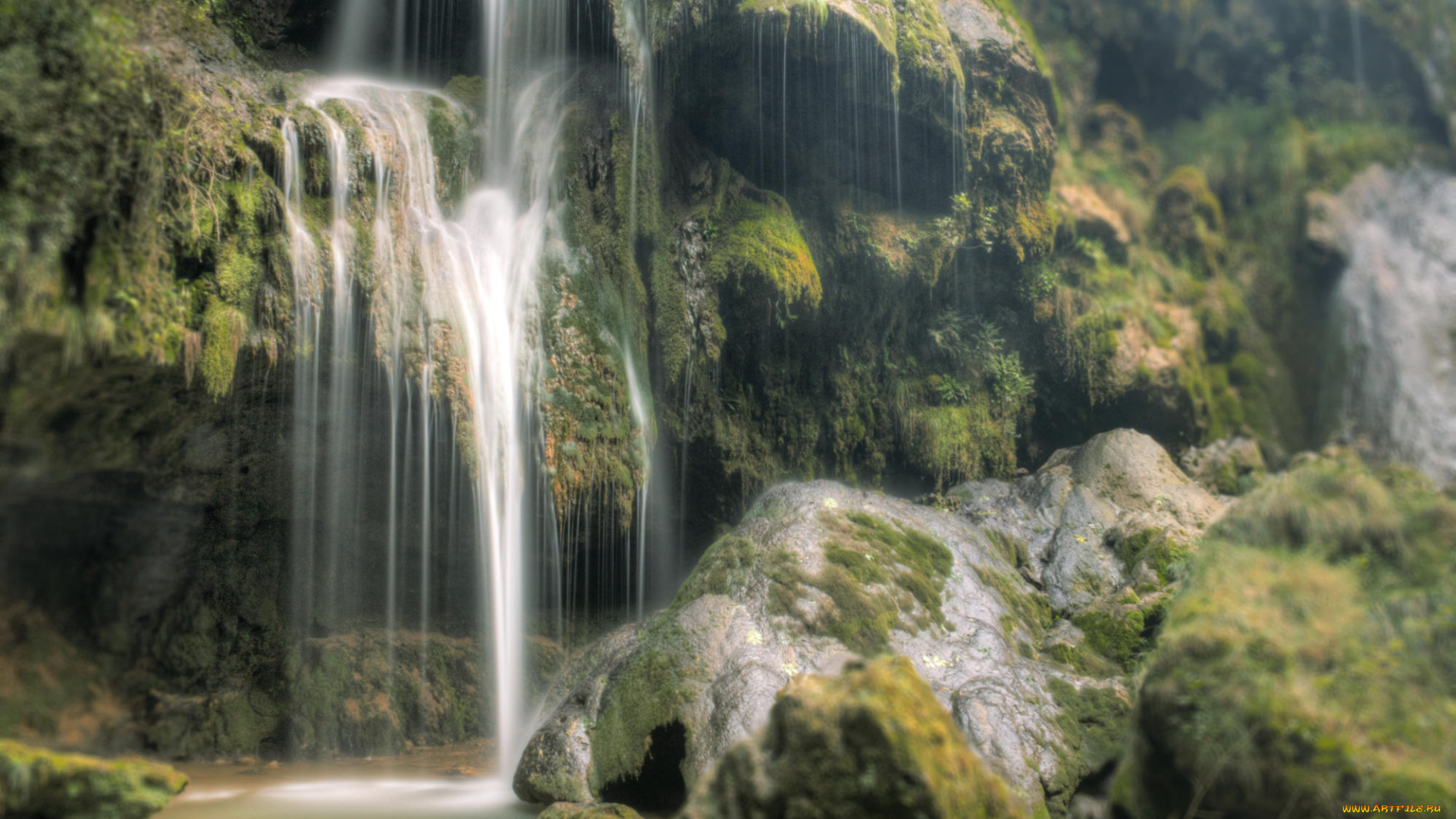 природа, водопады, лес, река, водопад