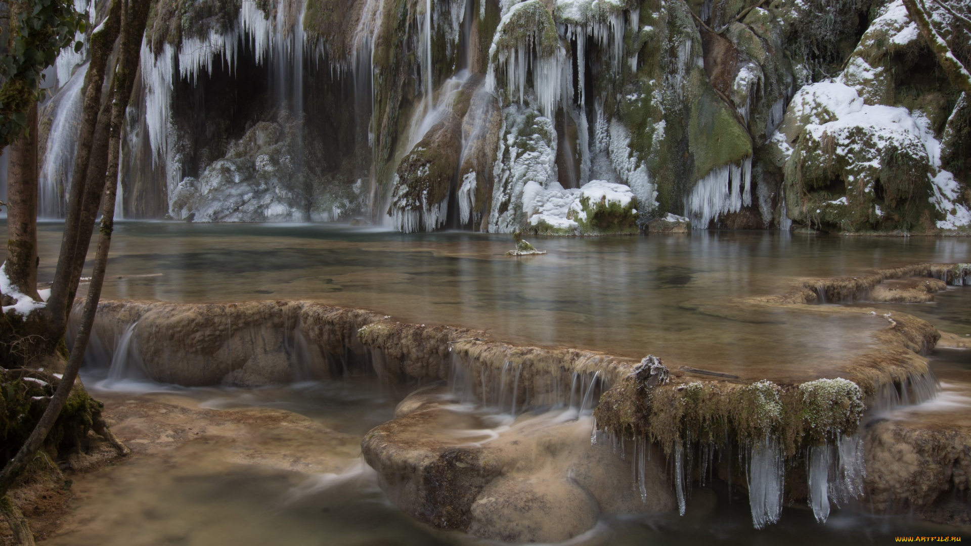 природа, водопады, лес, река, водопад