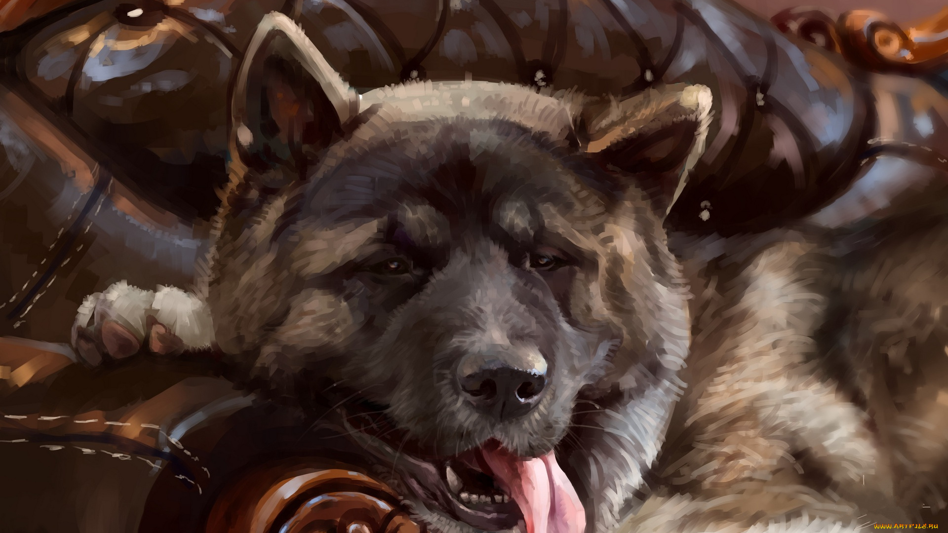 рисованное, животные, , собаки, диван