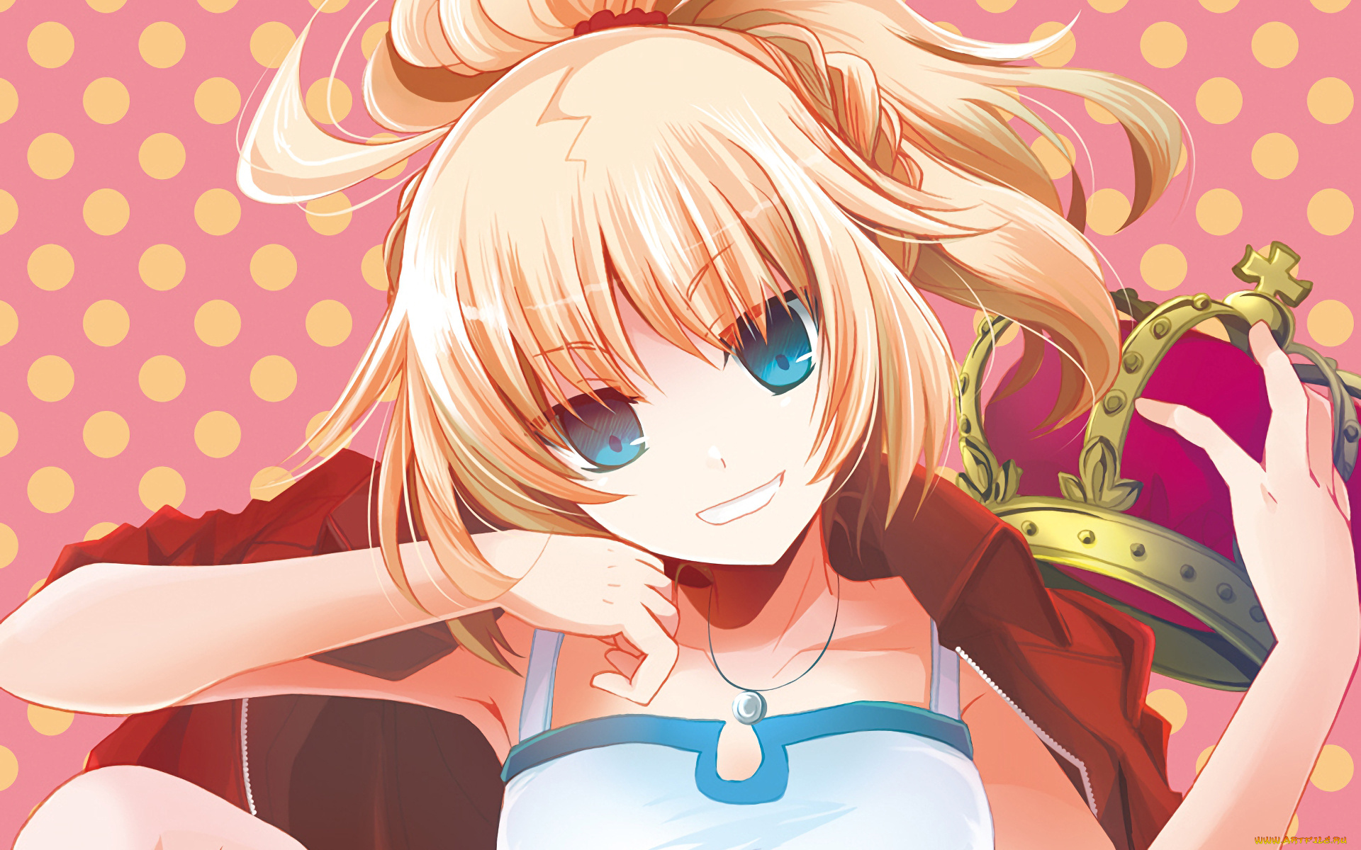 аниме, fate, stay, night, девушка, взгляд, фон