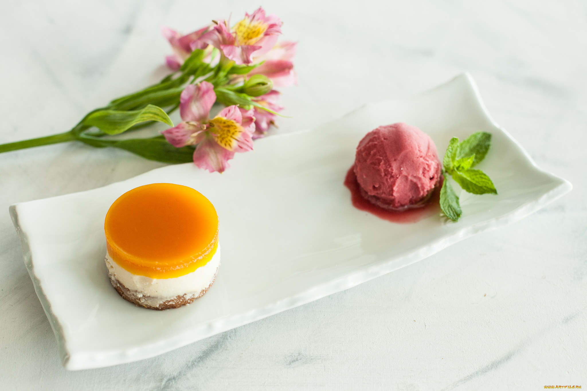 еда, мороженое, , десерты, цветы, сладость, десерт