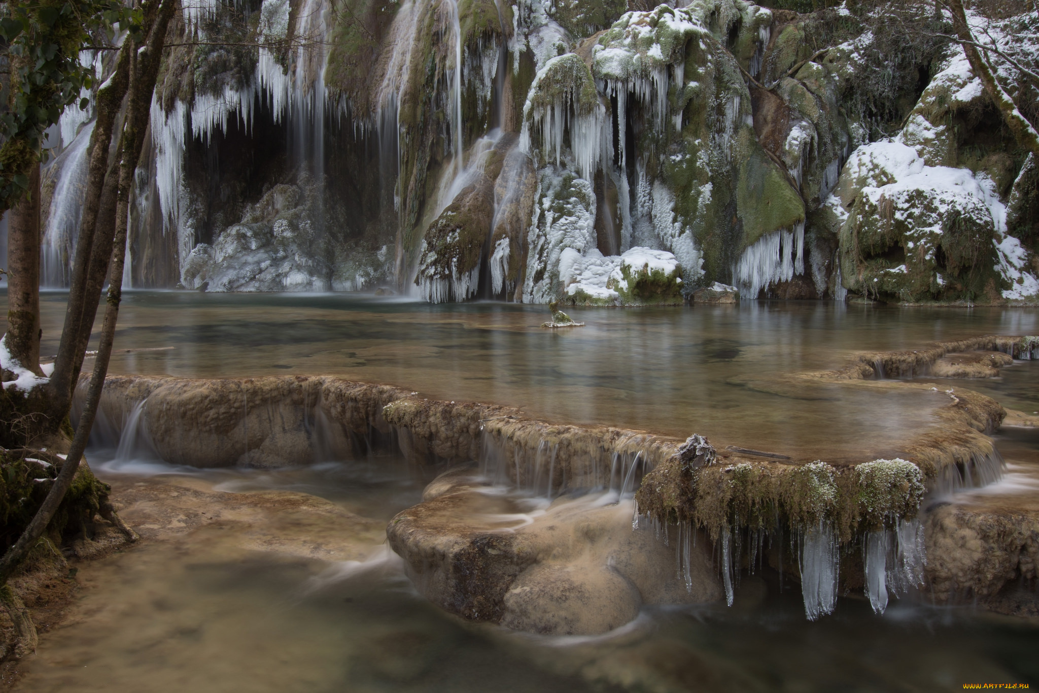 природа, водопады, лес, река, водопад