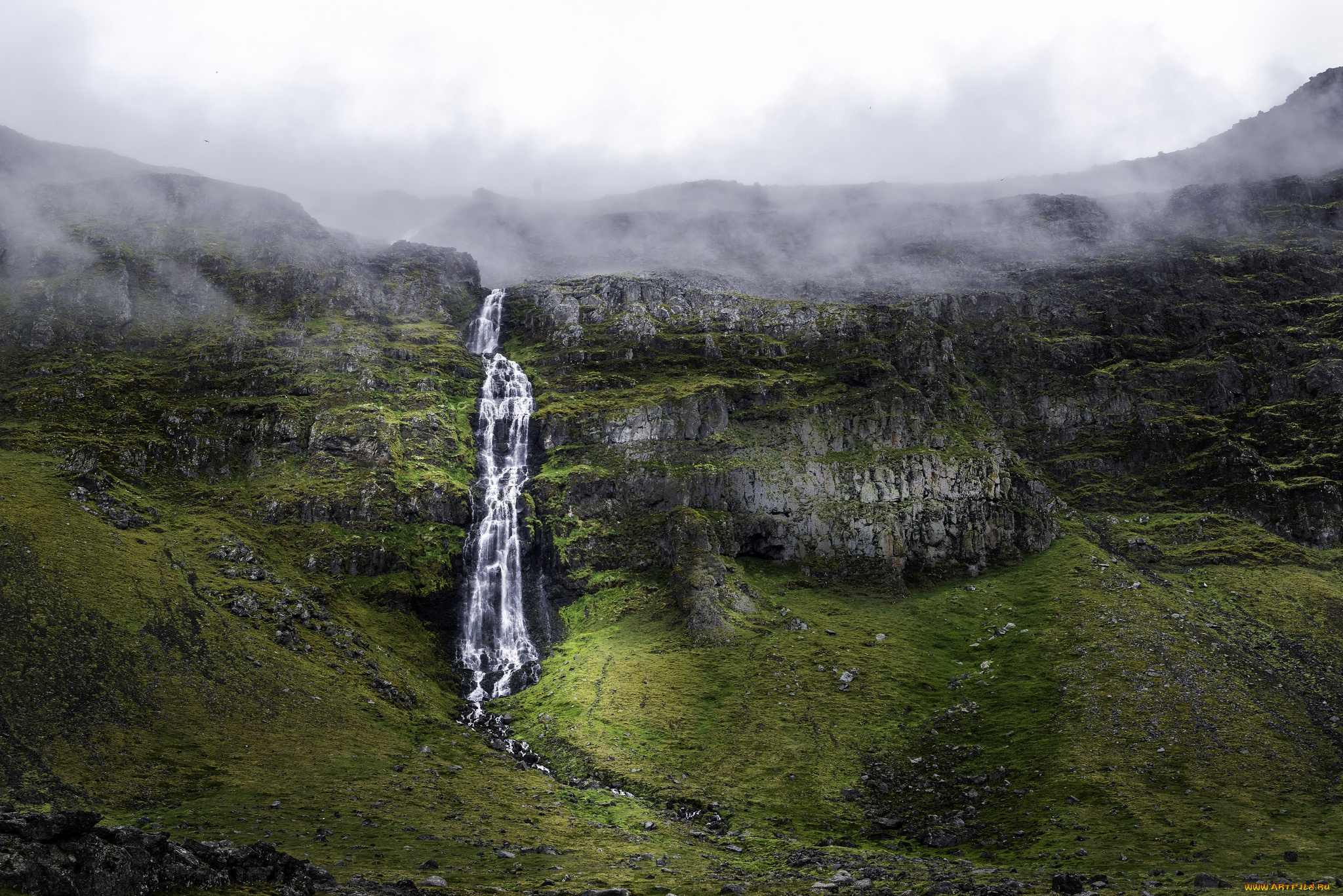 природа, водопады, лес, река, водопад