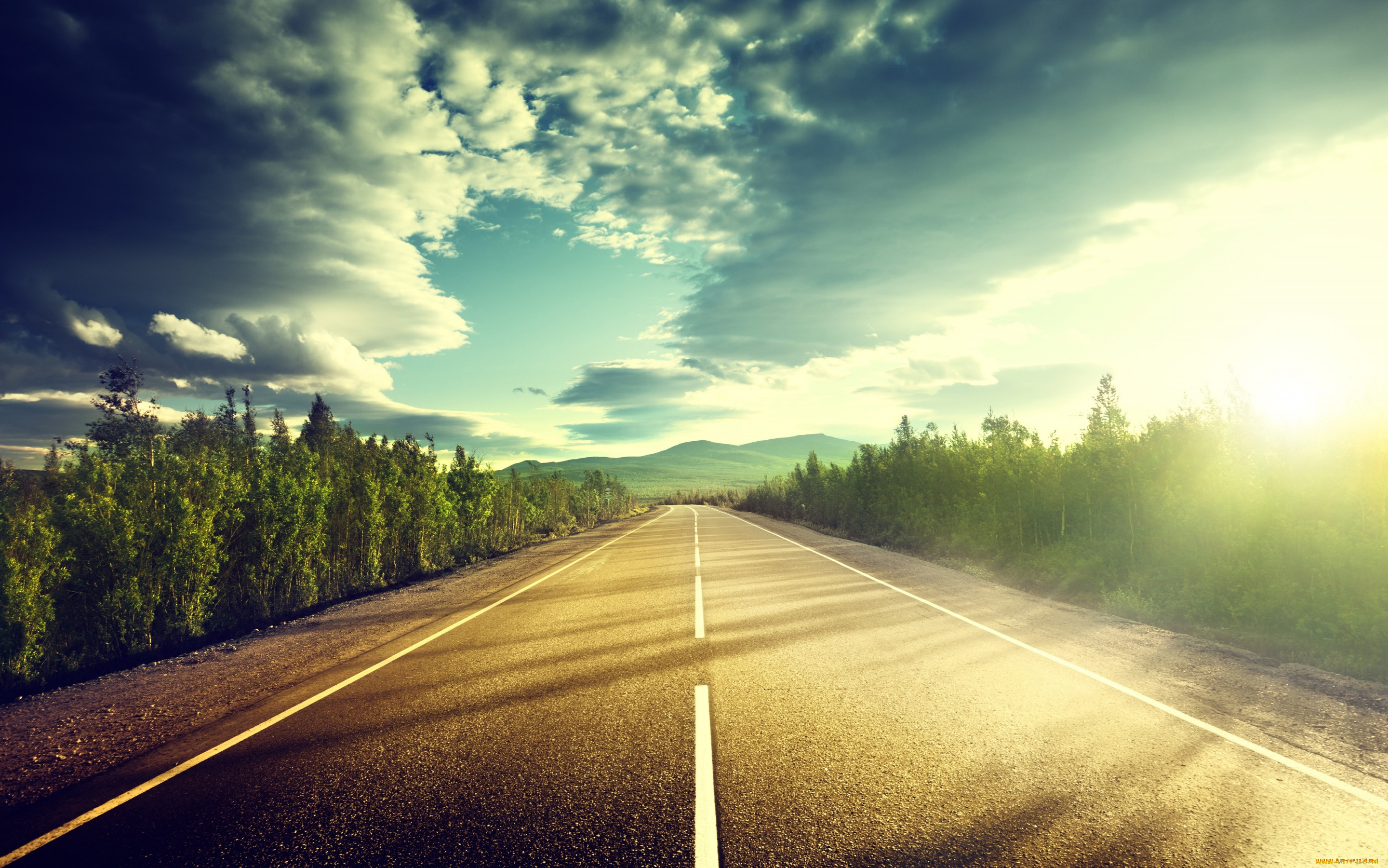 природа, дороги, дорога, небо, облака