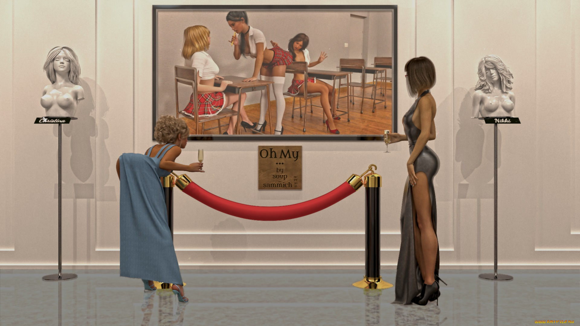 3д, графика, люди, , people, девушки, взгляд, фон