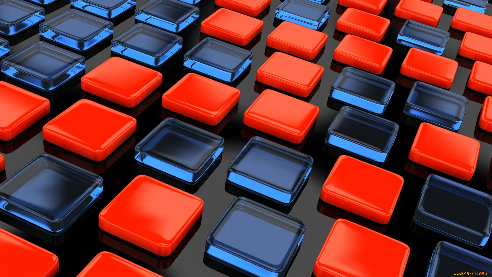 3д, графика, моделирование, , modeling, синие, красные, клавиши, квадраты