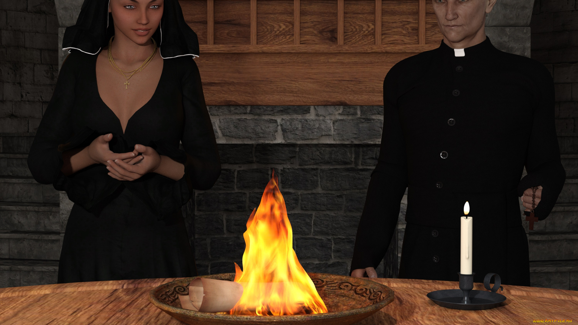 berberia, 3д, графика, фантазия, , fantasy, фон, девушка, взгляд