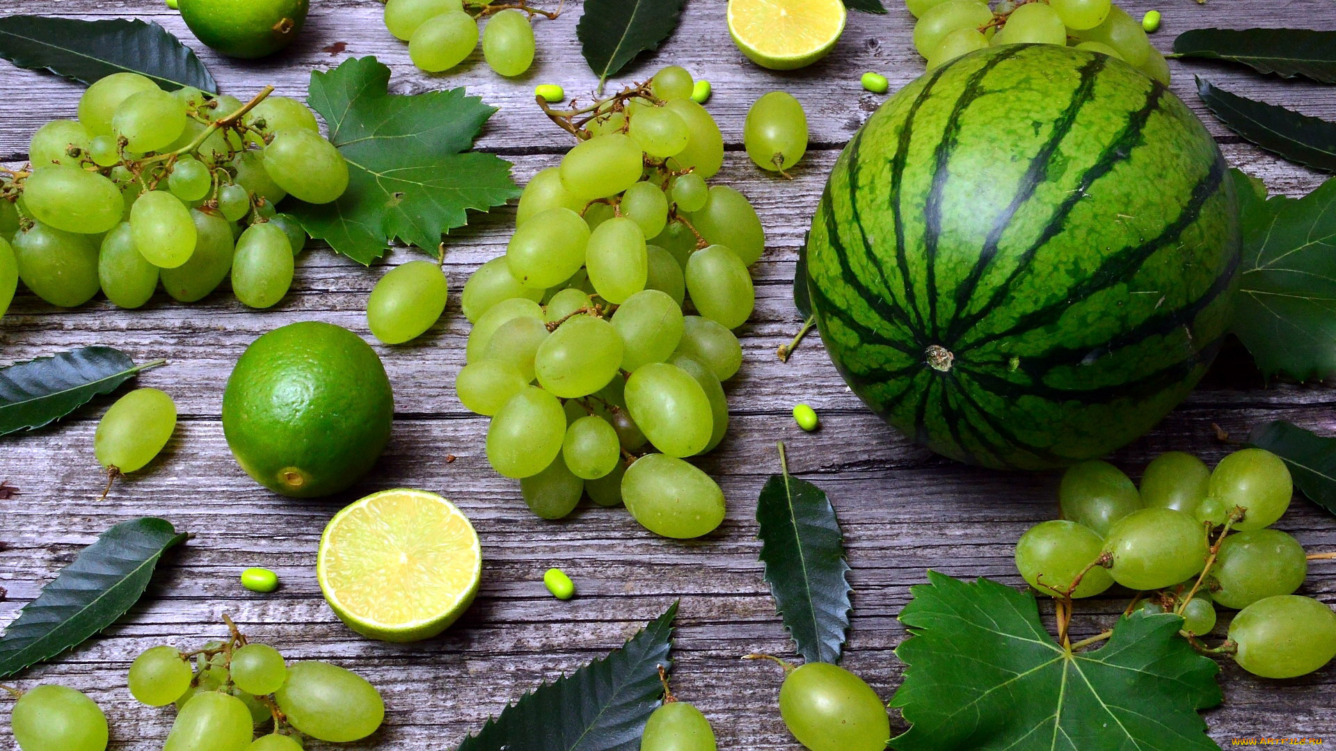 еда, фрукты, , ягоды, виноград, лайм, арбуз