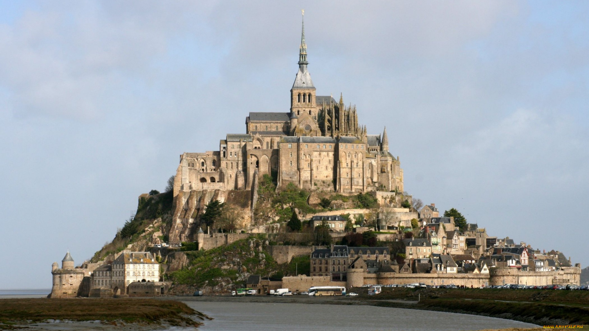 города, крепость, мон-сен-мишель, , франция, крепость