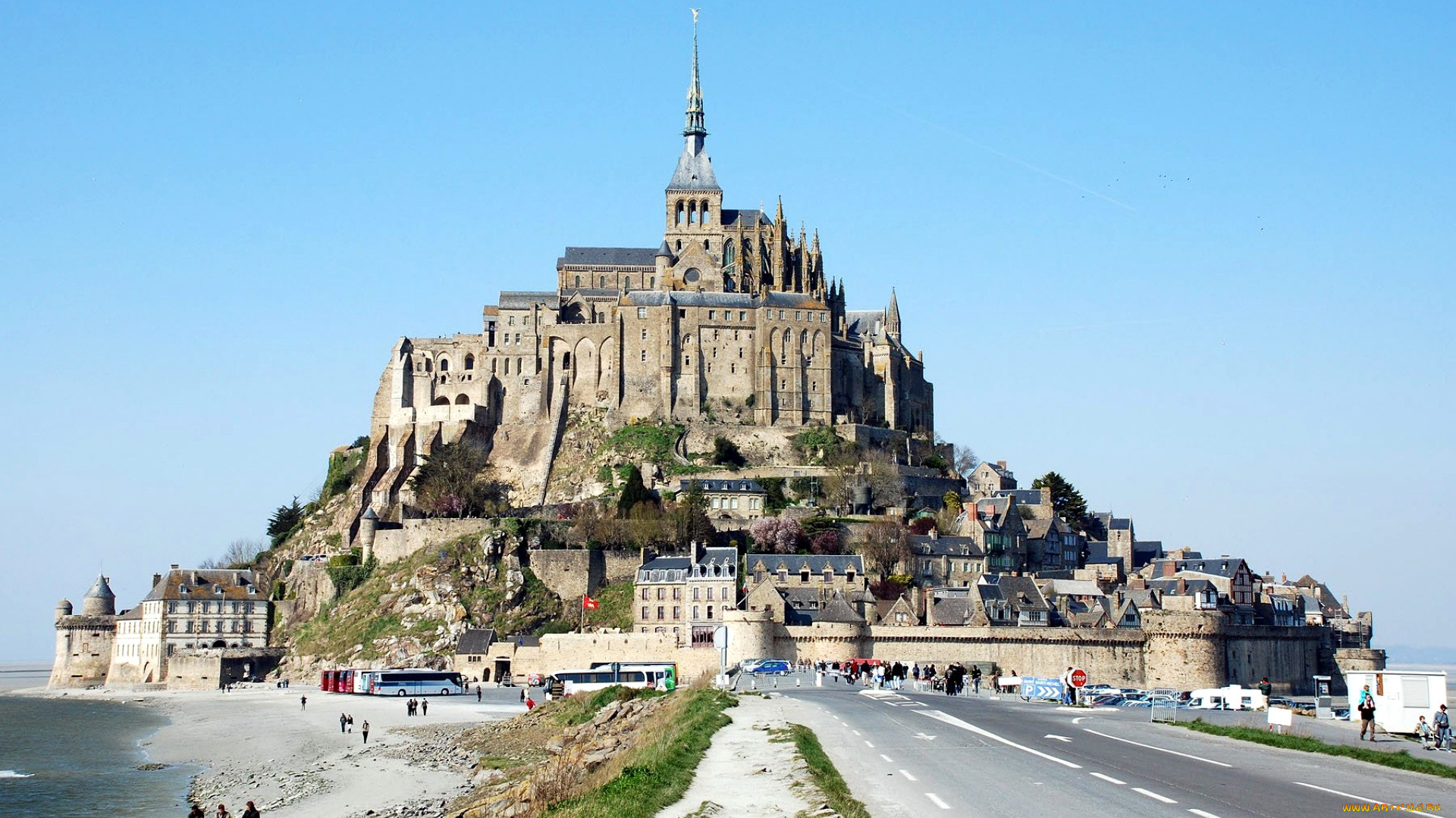 города, крепость, мон-сен-мишель, , франция, крепость