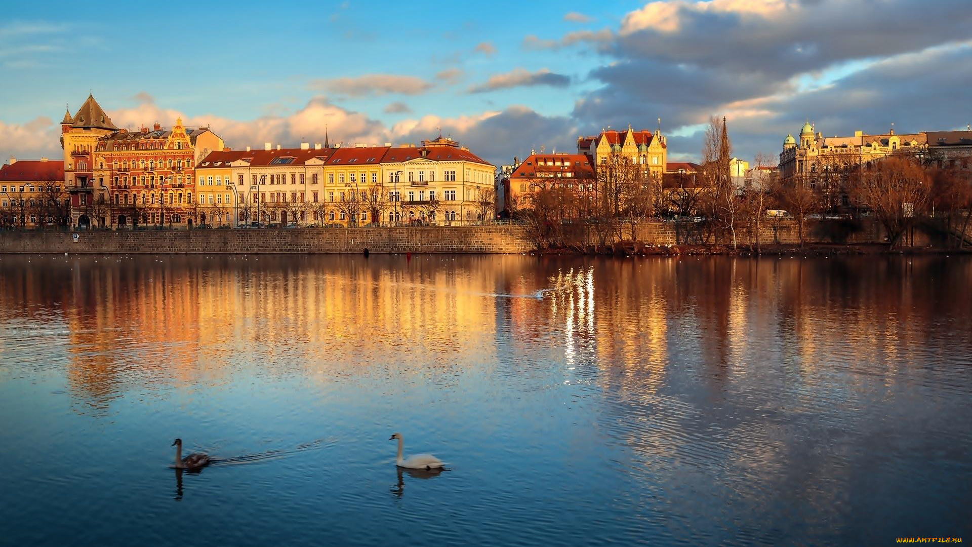 города, прага, , Чехия, влтава