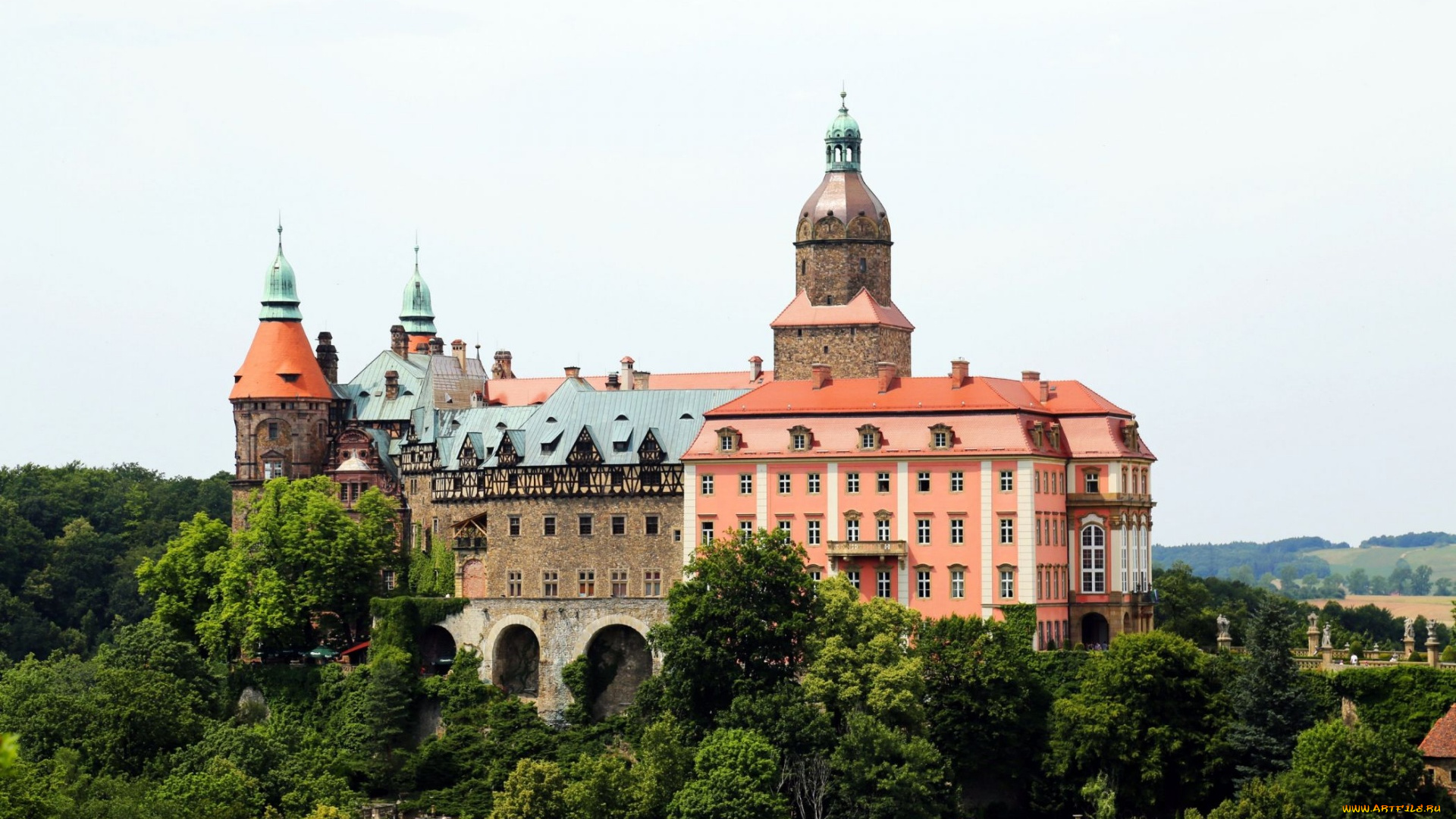 ksiaz, castle, города, замки, польши, ksiaz, castle