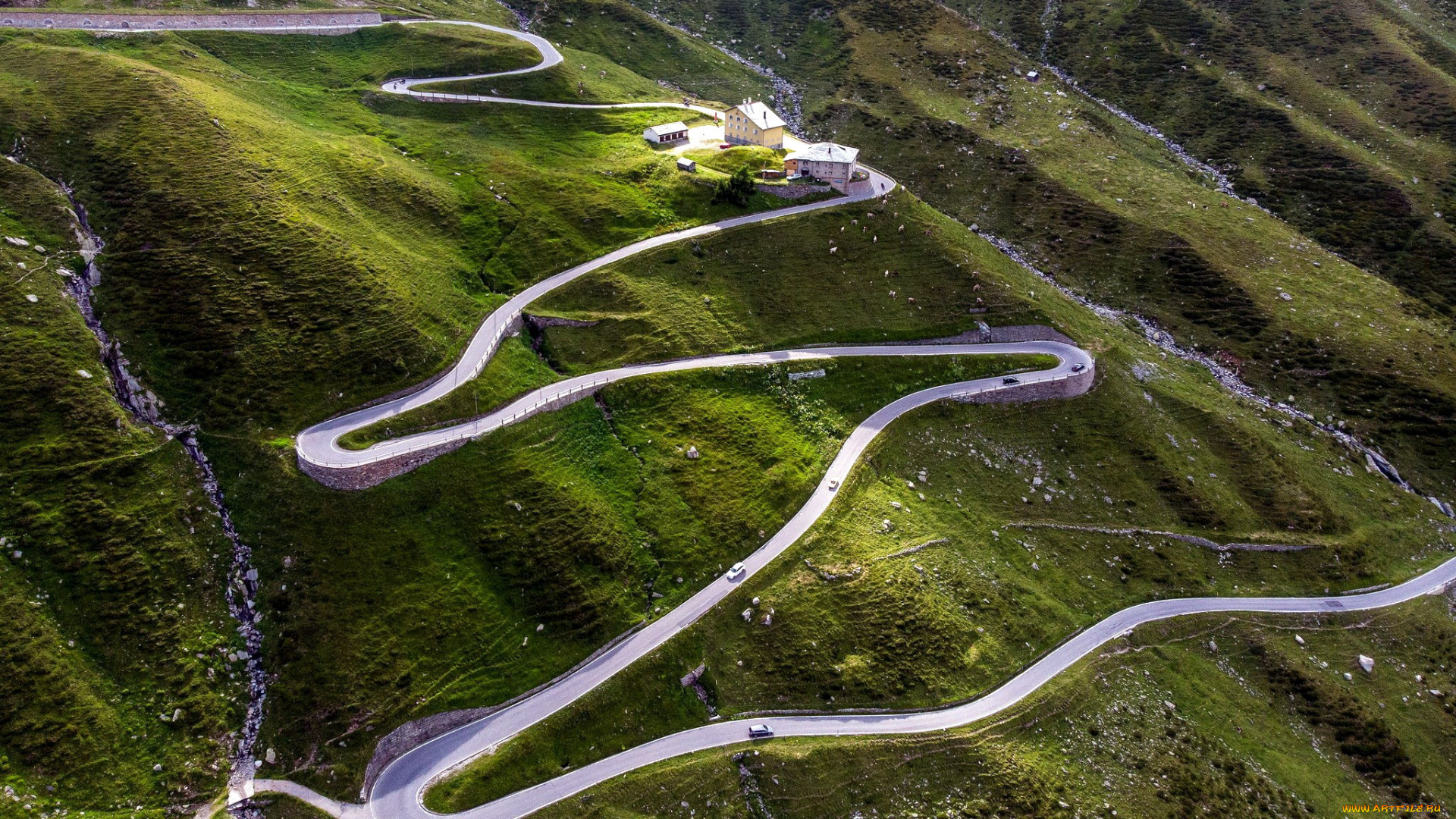 природа, дороги, серпантин