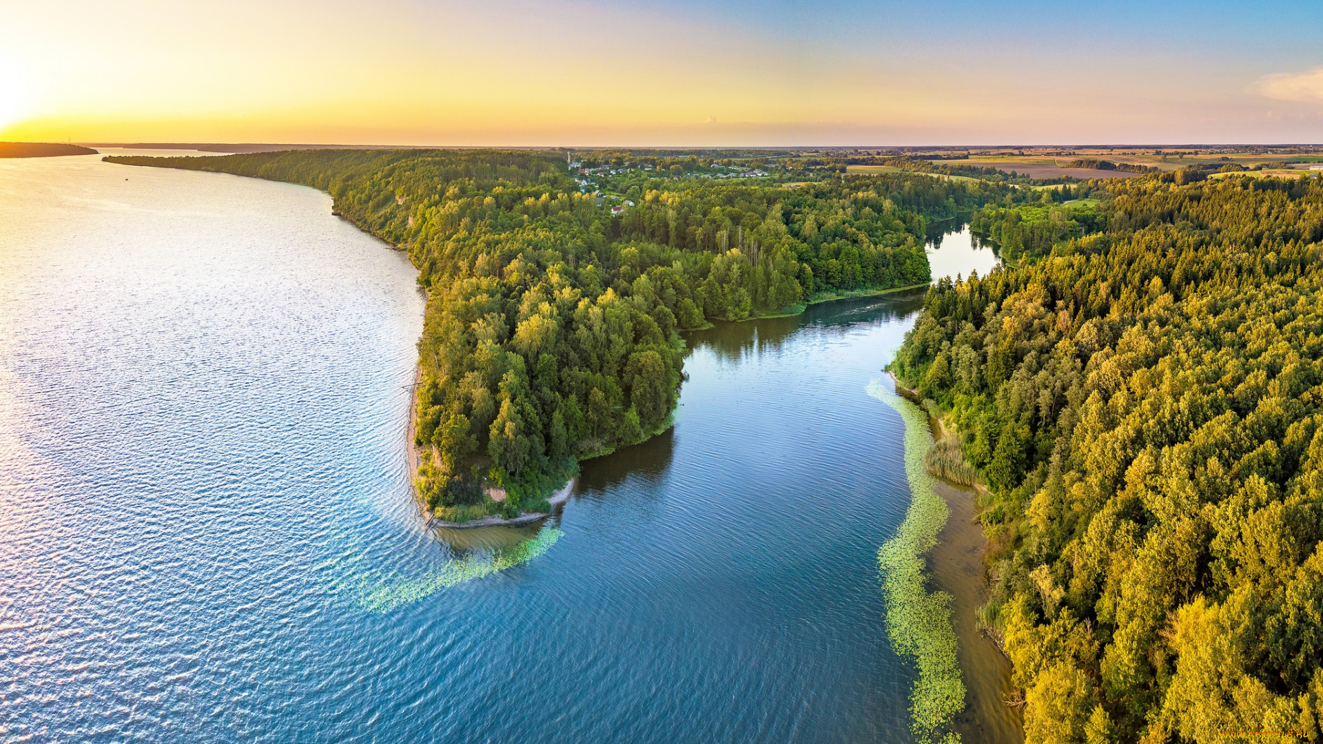 природа, реки, озера, лес, озеро, панорама, литва, lithuania, kaunas, reservoir, county, mergakalnis, каунасское, водохранилище