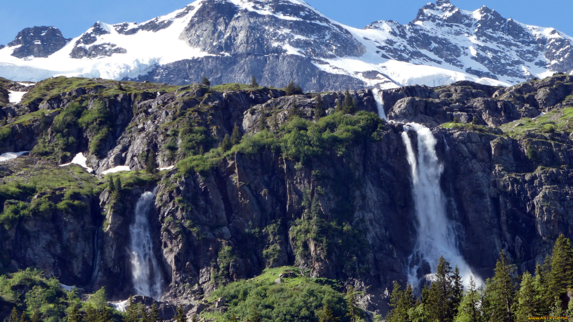природа, водопады, горы, водопад