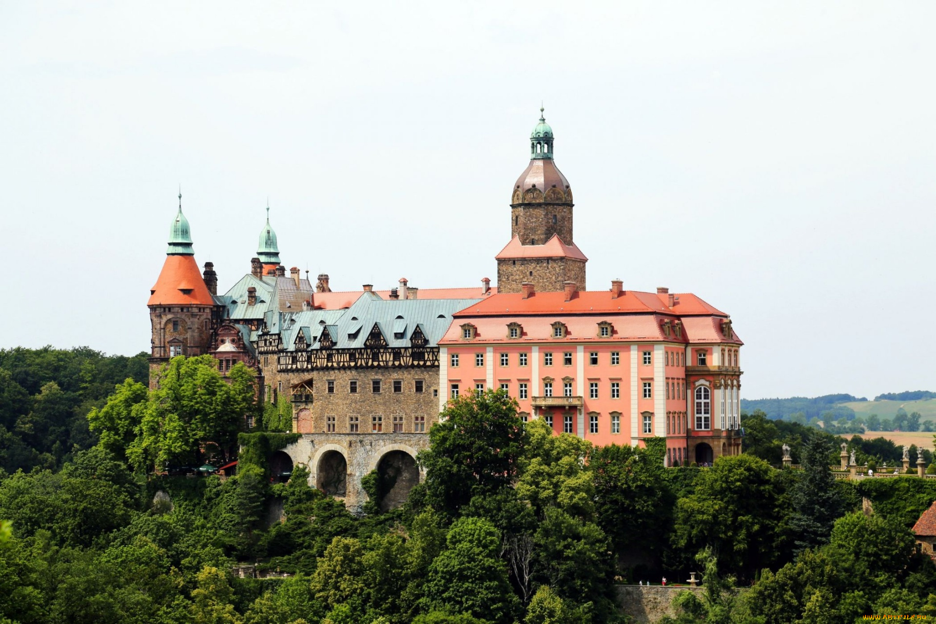 ksiaz, castle, города, замки, польши, ksiaz, castle