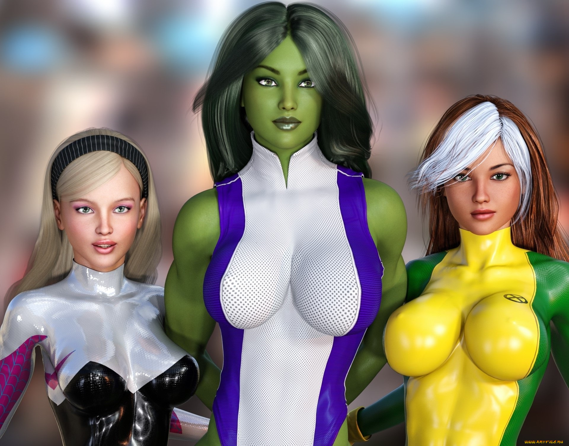 3д, графика, фантазия, , fantasy, девушки, взгляд, фон