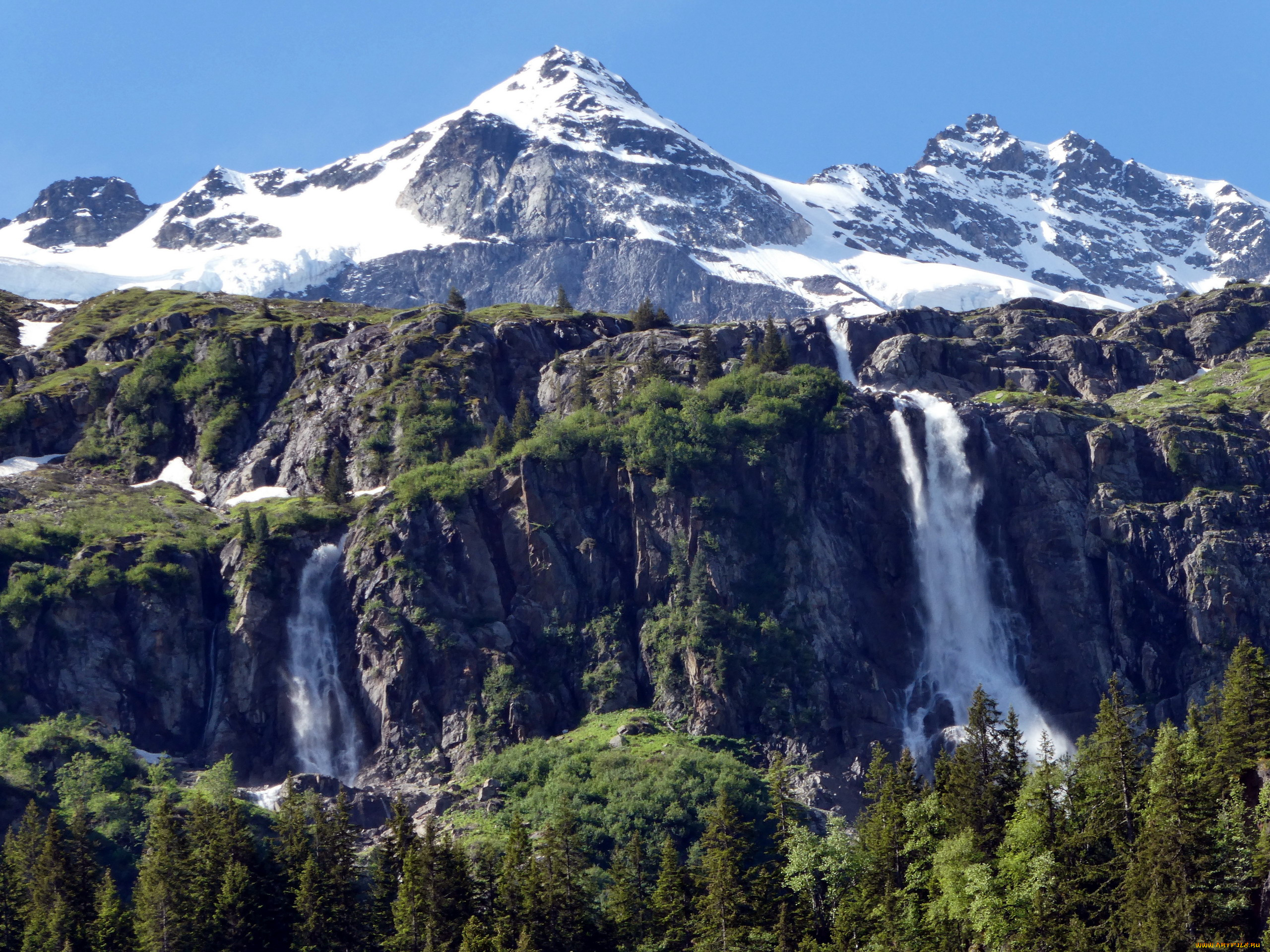природа, водопады, горы, водопад
