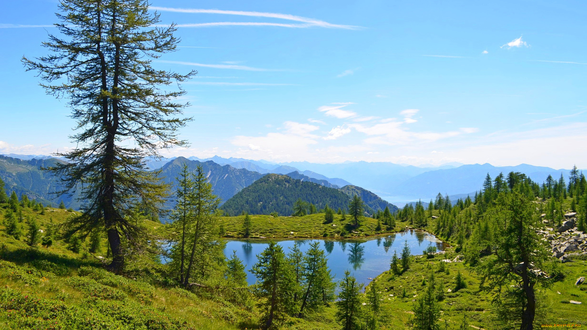 природа, реки, озера, деревья, луга, небо, озеро, горы