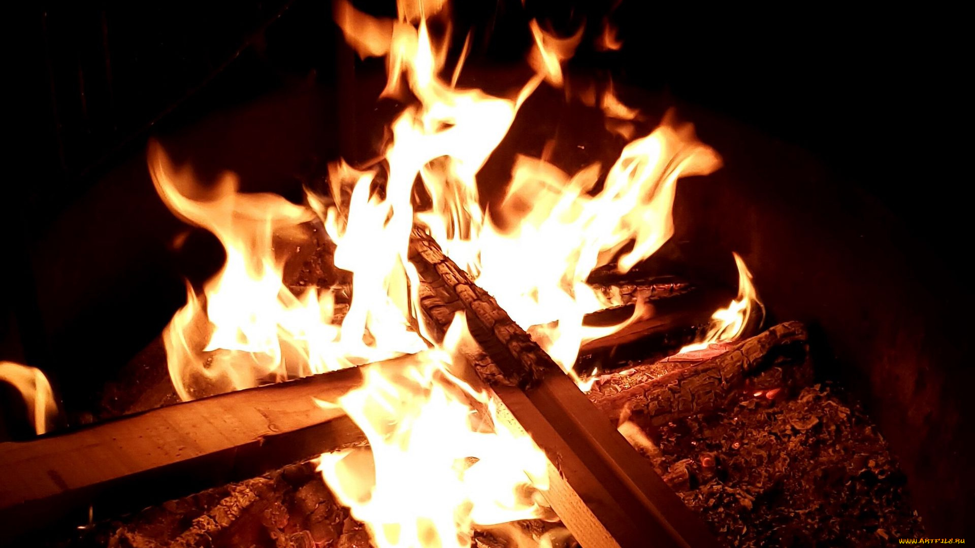 природа, огонь, костер, поленья