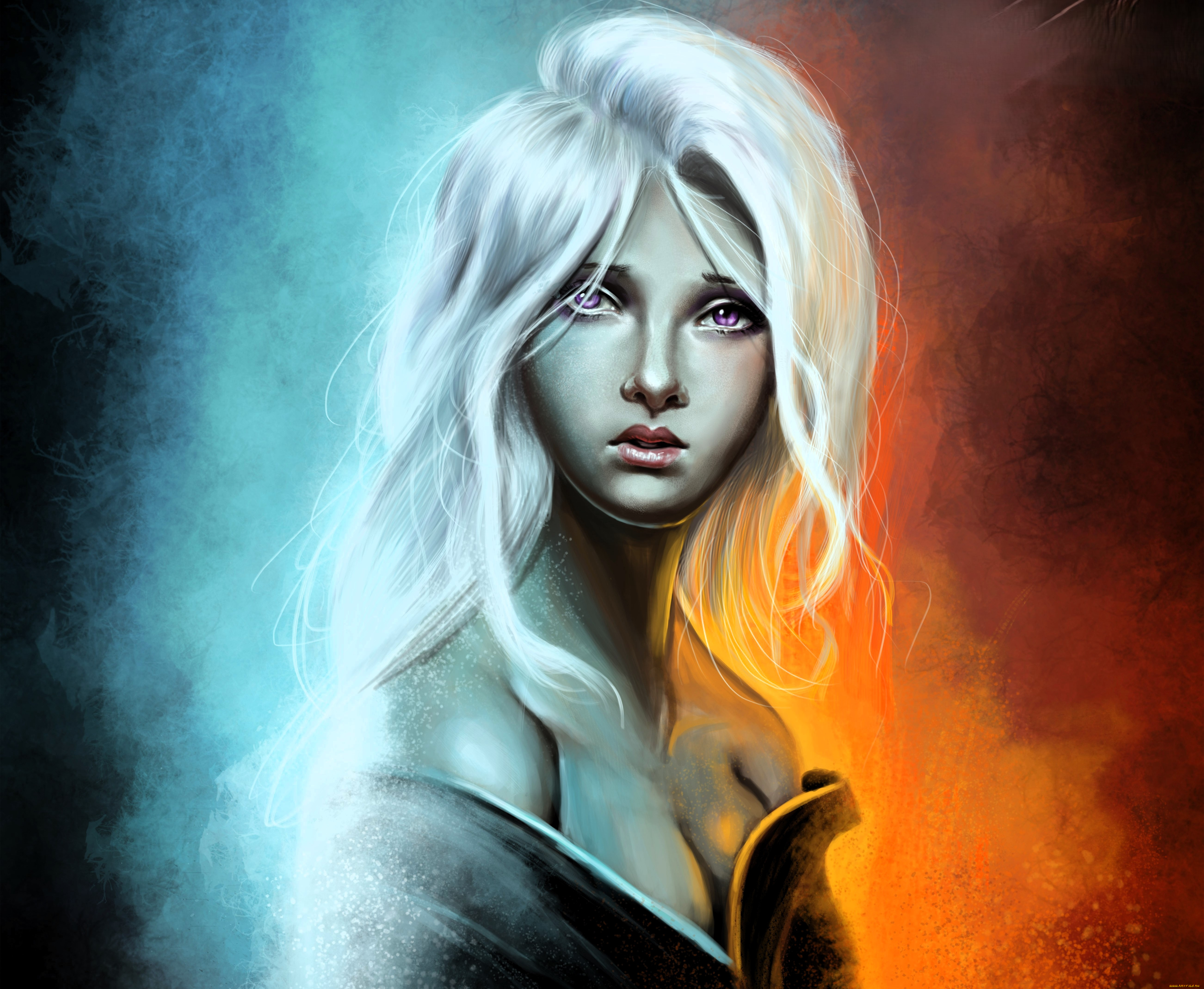 рисованное, люди, девушка, блондинка, куртка