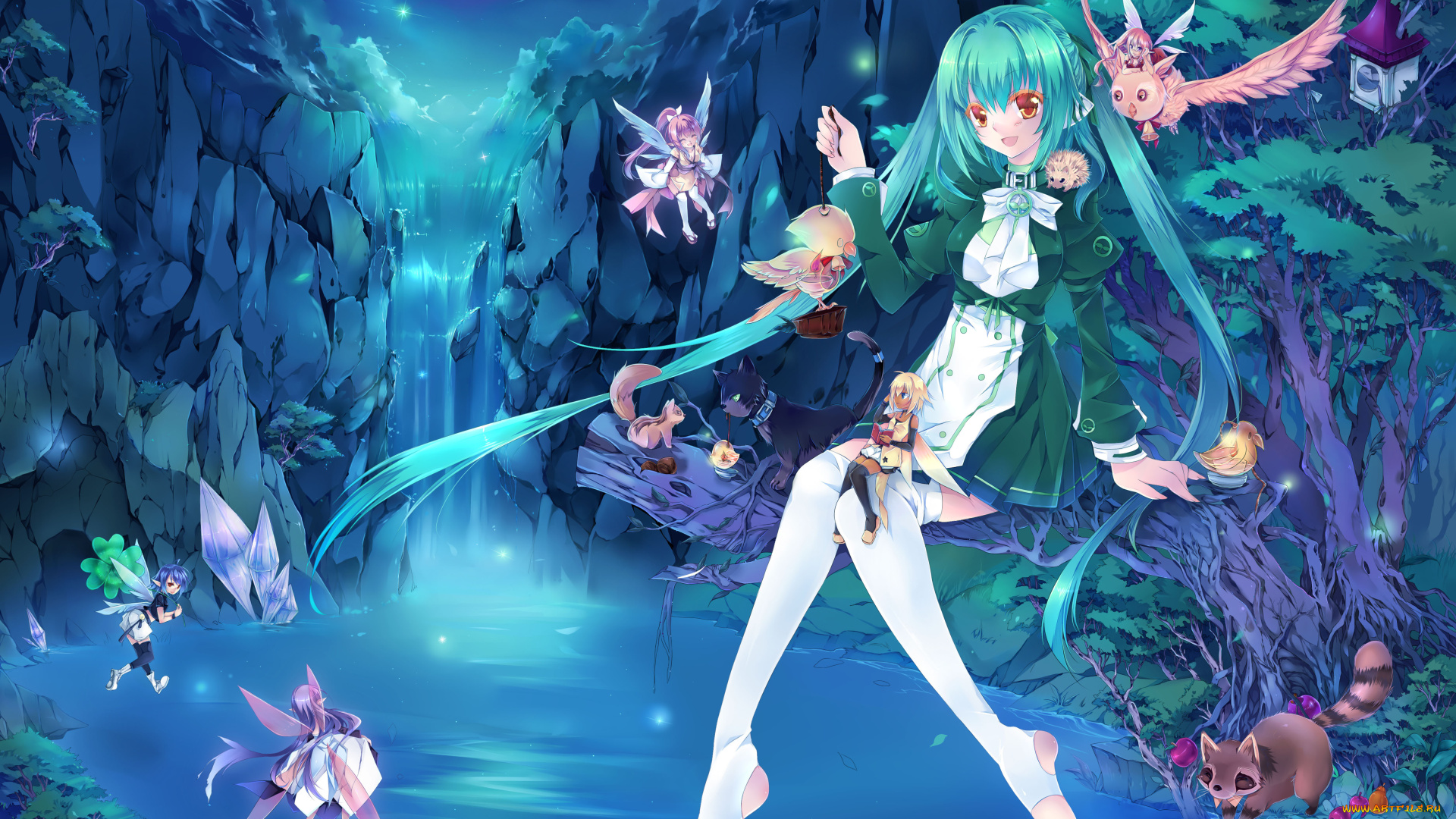 red, silk, bird, аниме, *unknown, другое, девочка