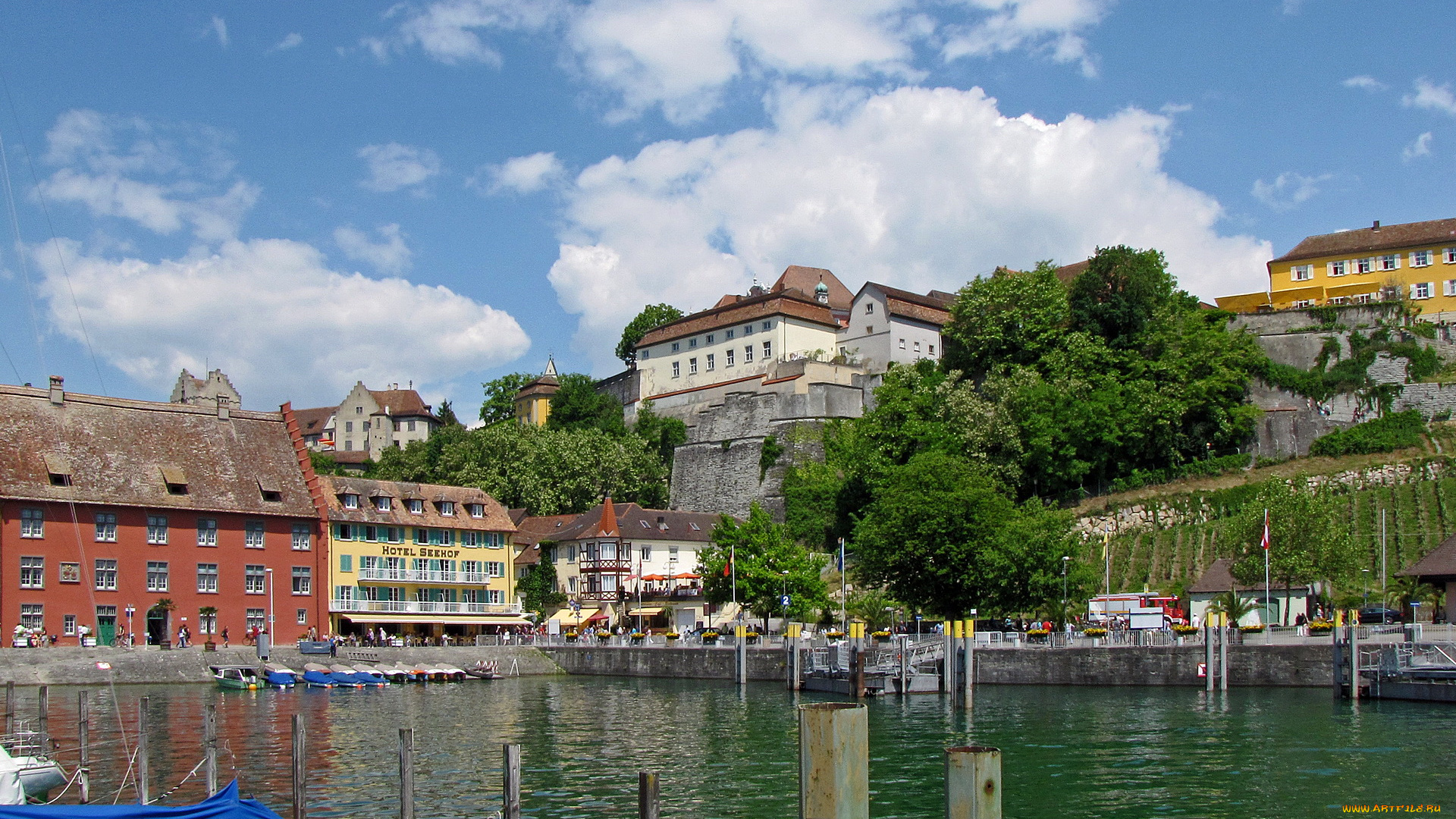 германия, меерсбург, города, улицы, площади, набережные, дома, река