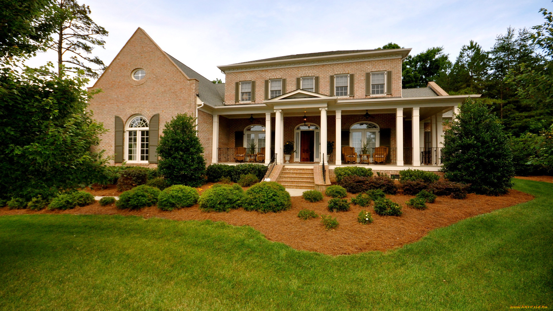 каролина, сша, города, здания, дома, поляна, дом