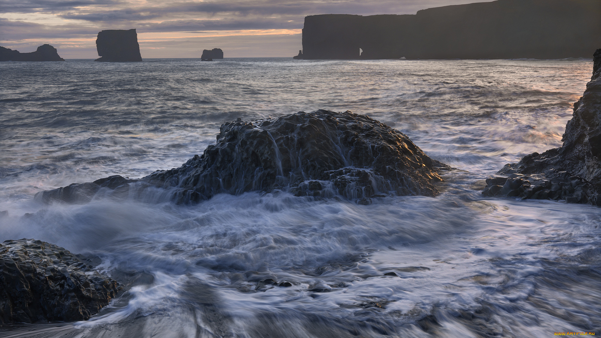 природа, побережье, камни, скалы, волны