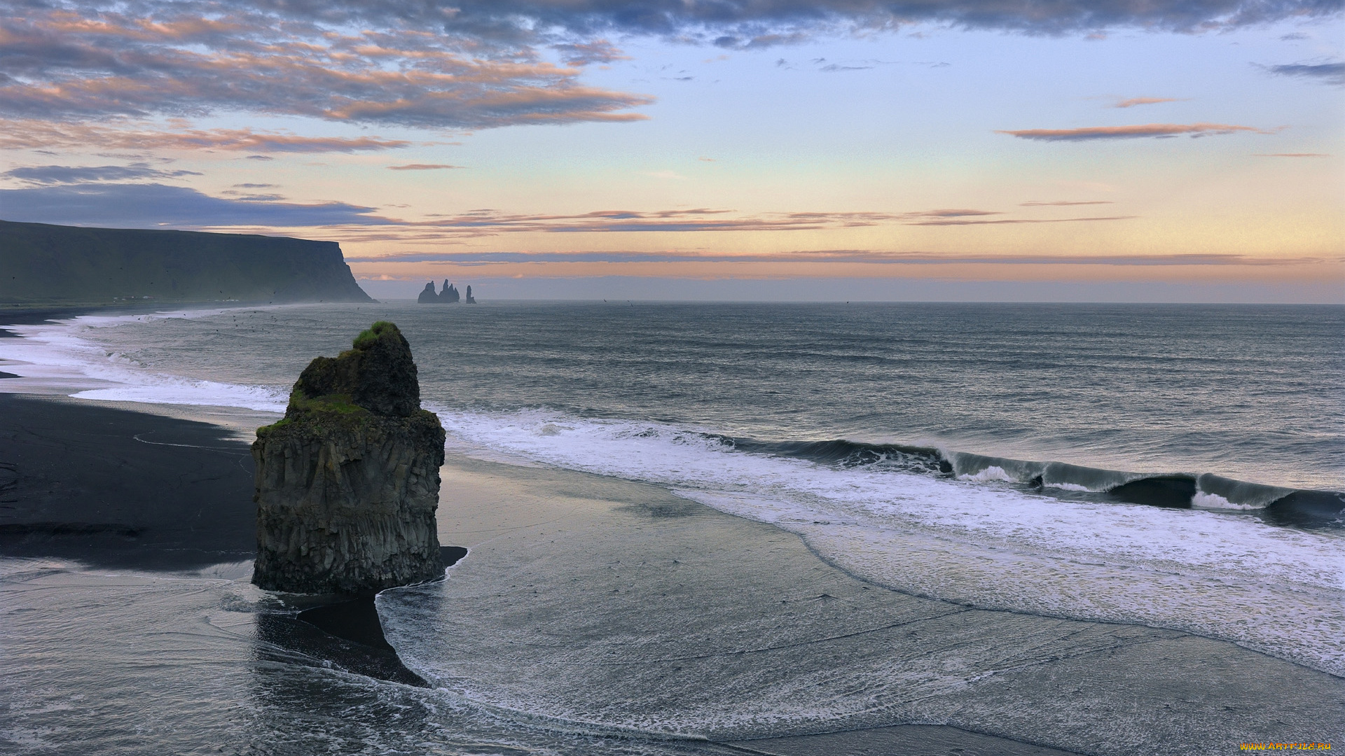 природа, побережье, облака, море, скалы