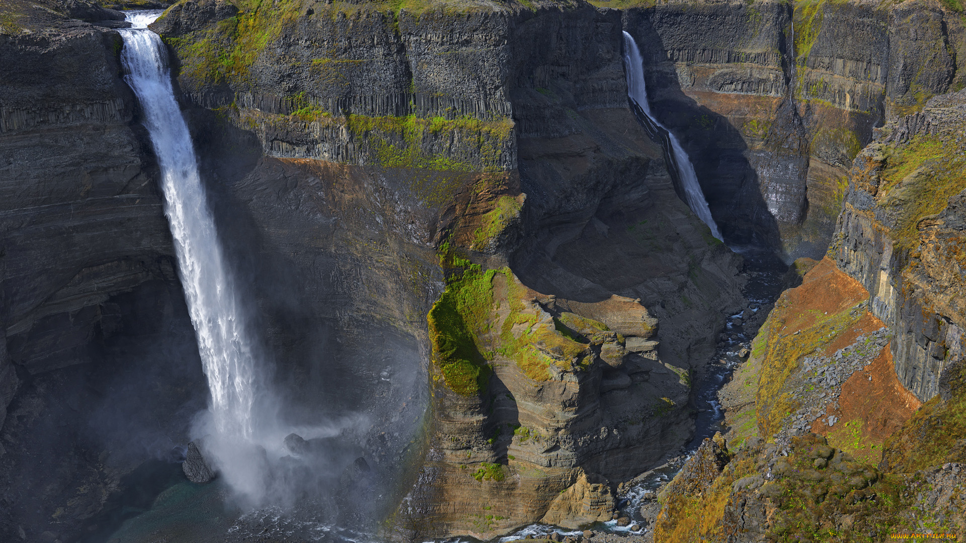 природа, водопады, скалы, водопад