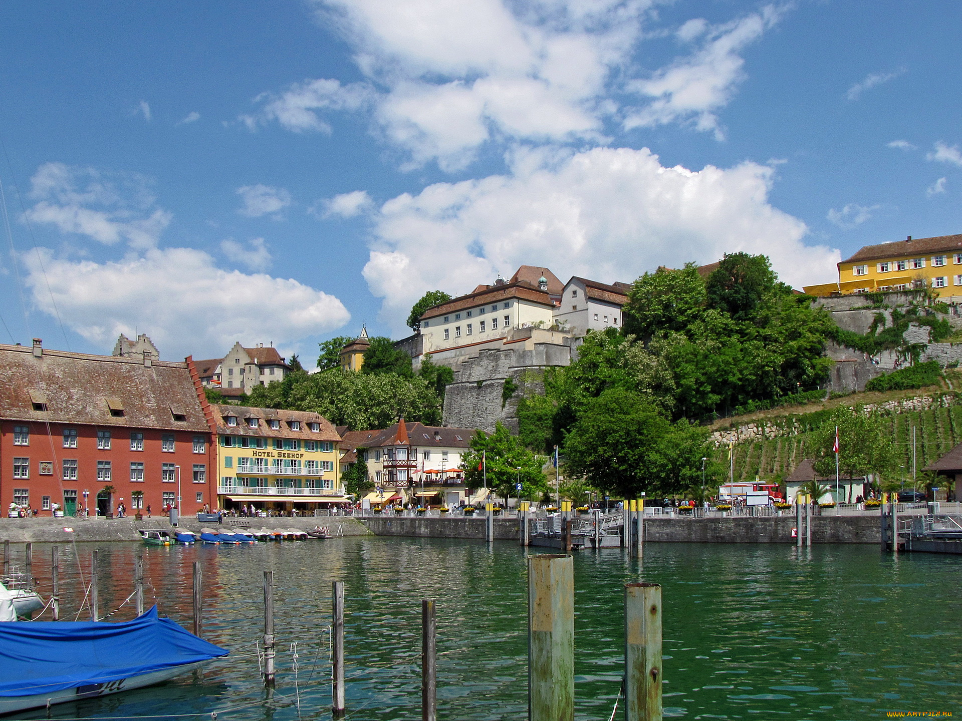 германия, меерсбург, города, улицы, площади, набережные, дома, река
