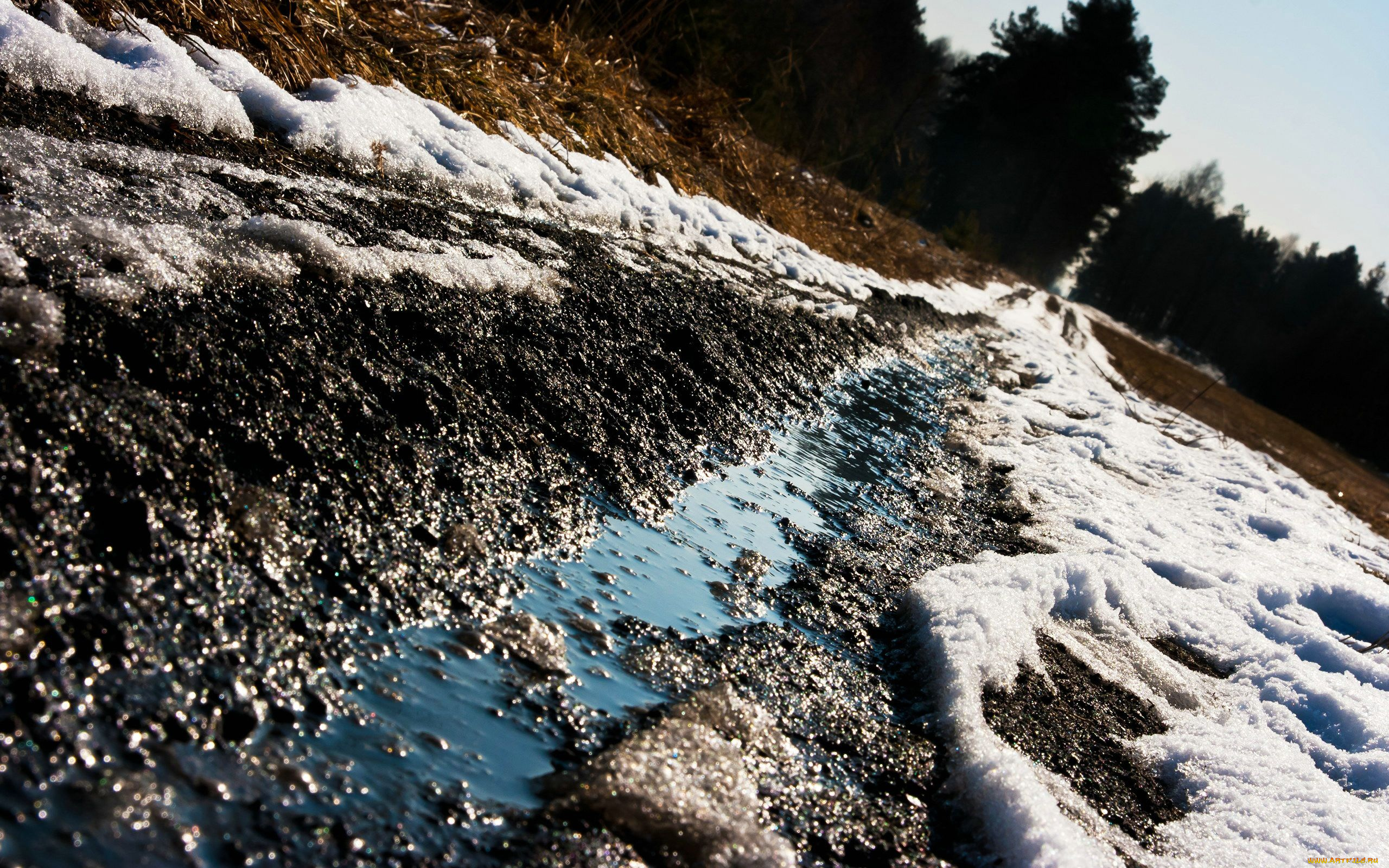 дорога, страну, забвения, природа, дороги, снег, колея