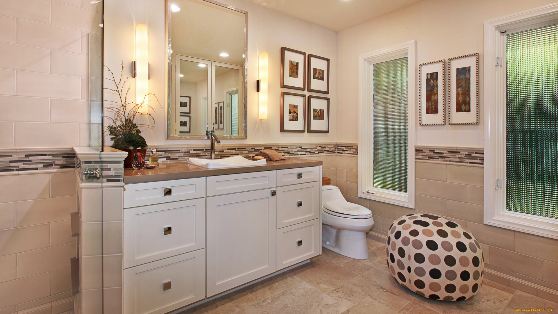 интерьер, ванная, и, туалетная, комнаты, дизайн, стиль, ванная