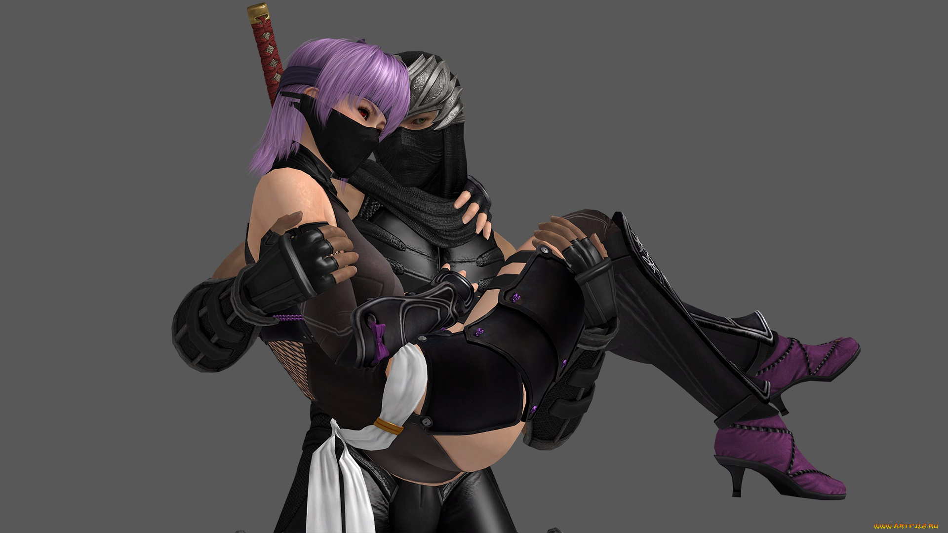 3д, графика, фантазия, , fantasy, ниндзя, фон, взгляд, девушка