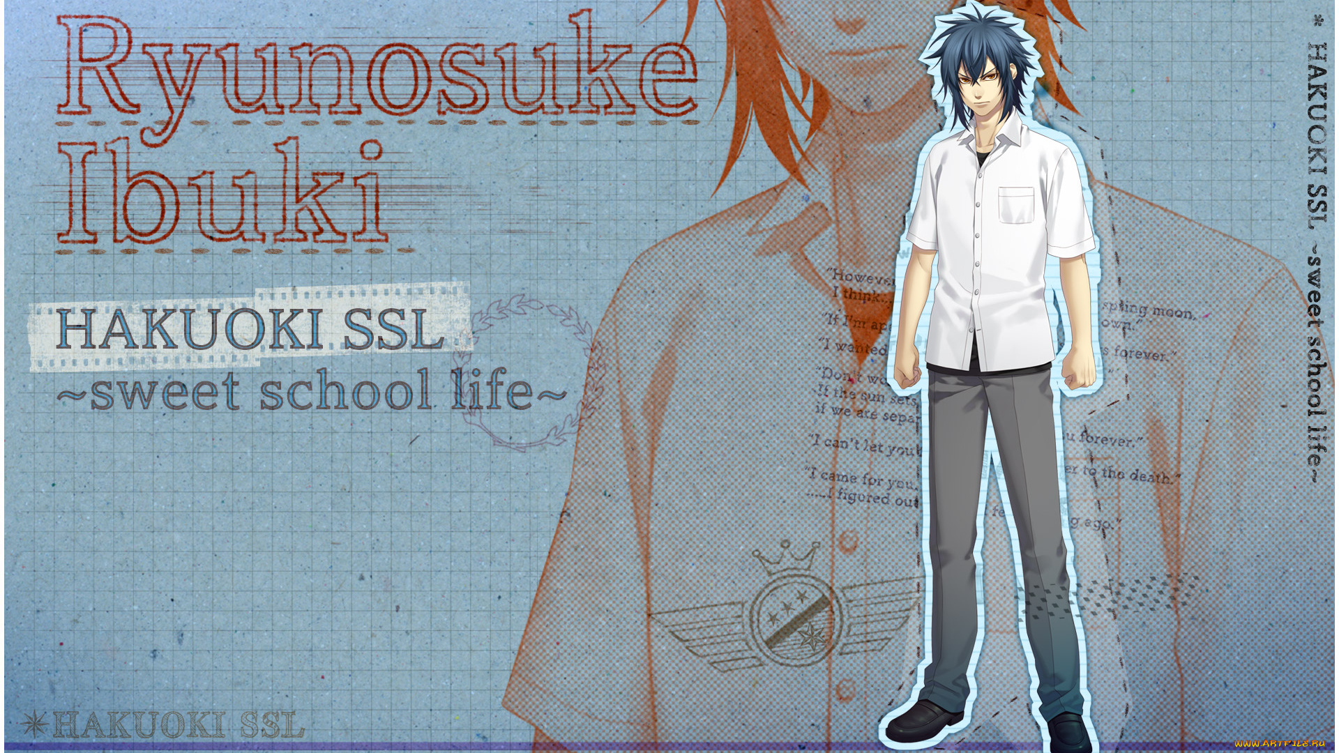 аниме, hakuouki, парень, взгляд, фон