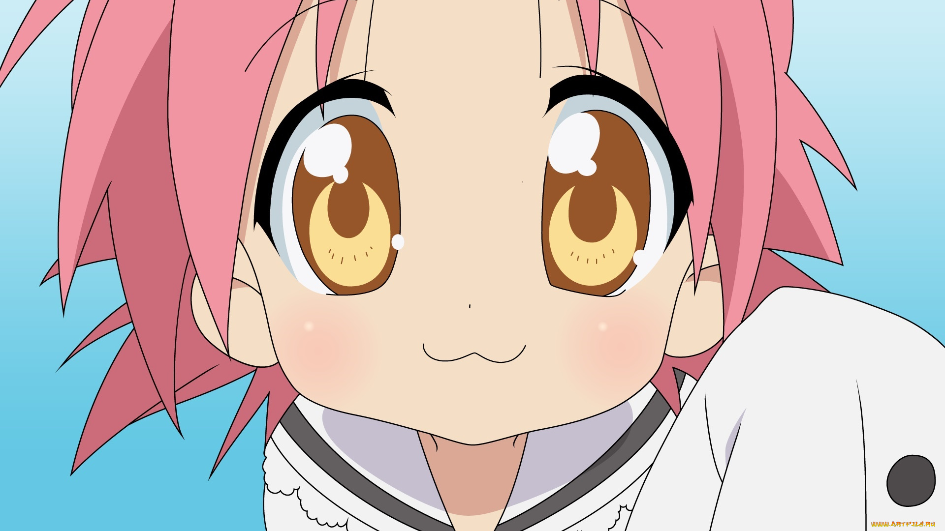 аниме, lucky, star, девушка, фон, взгляд