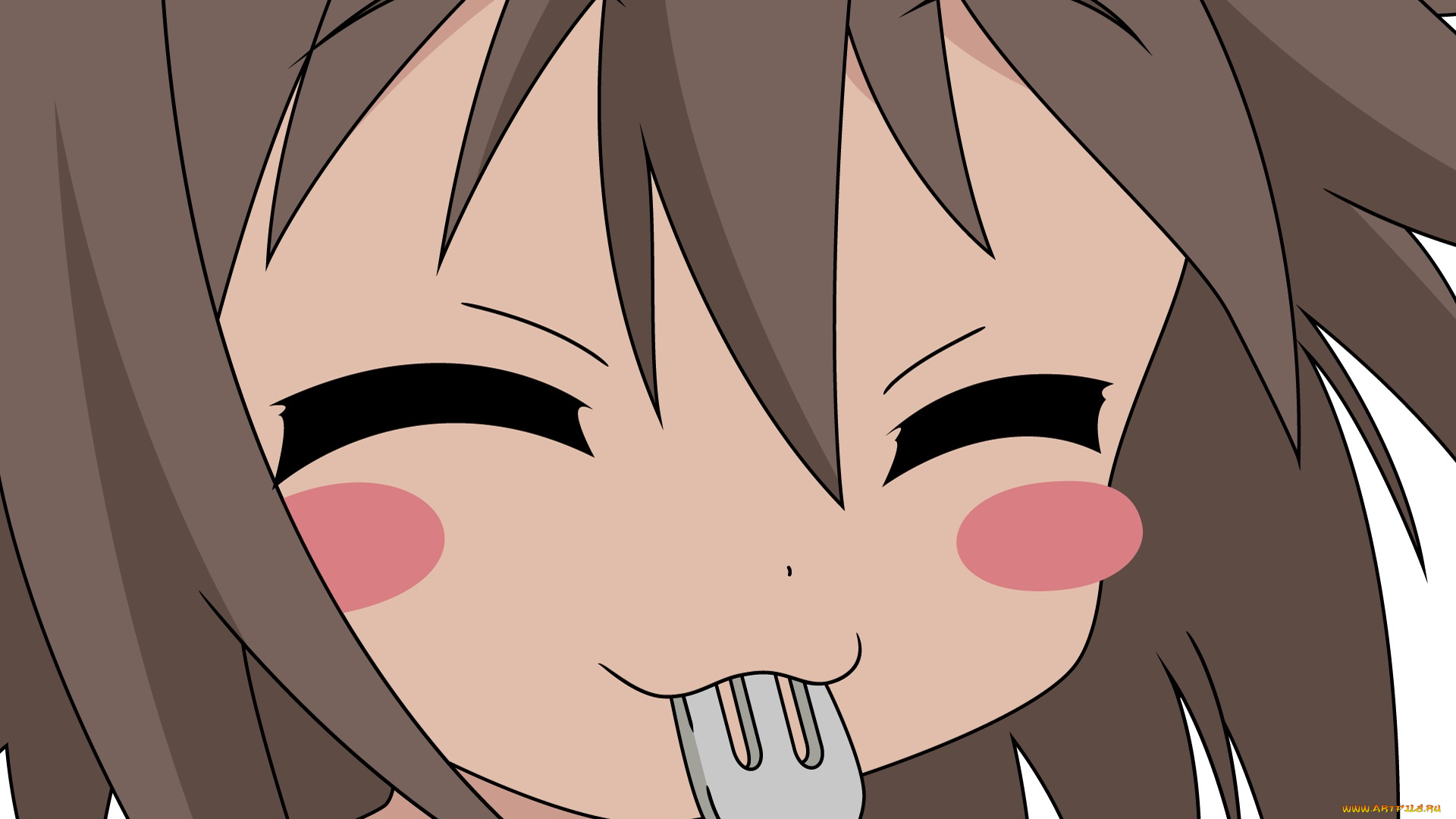 аниме, lucky, star, девушка, взгляд, фон