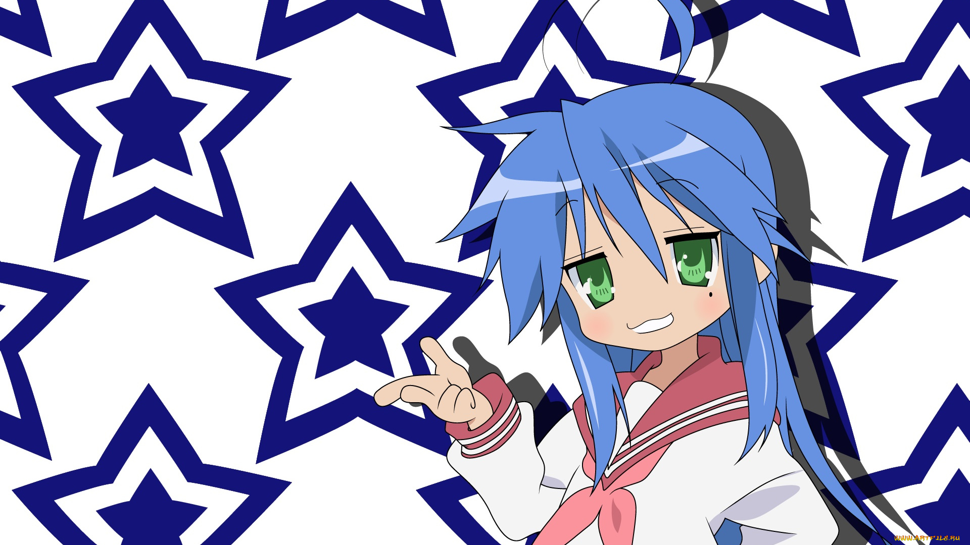 аниме, lucky, star, фон, взгляд, девушка