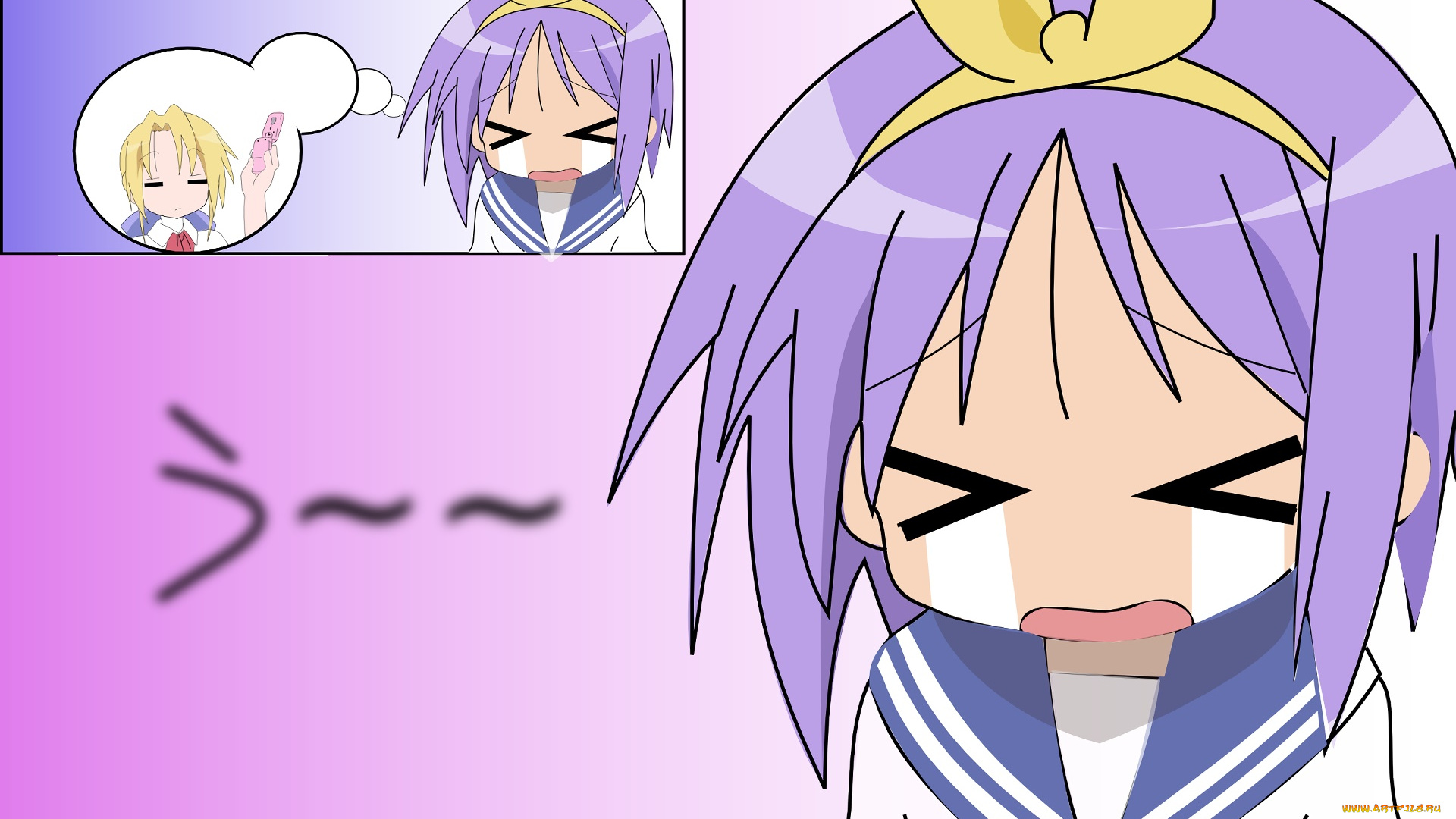 аниме, lucky, star, фон, взгляд, девушка