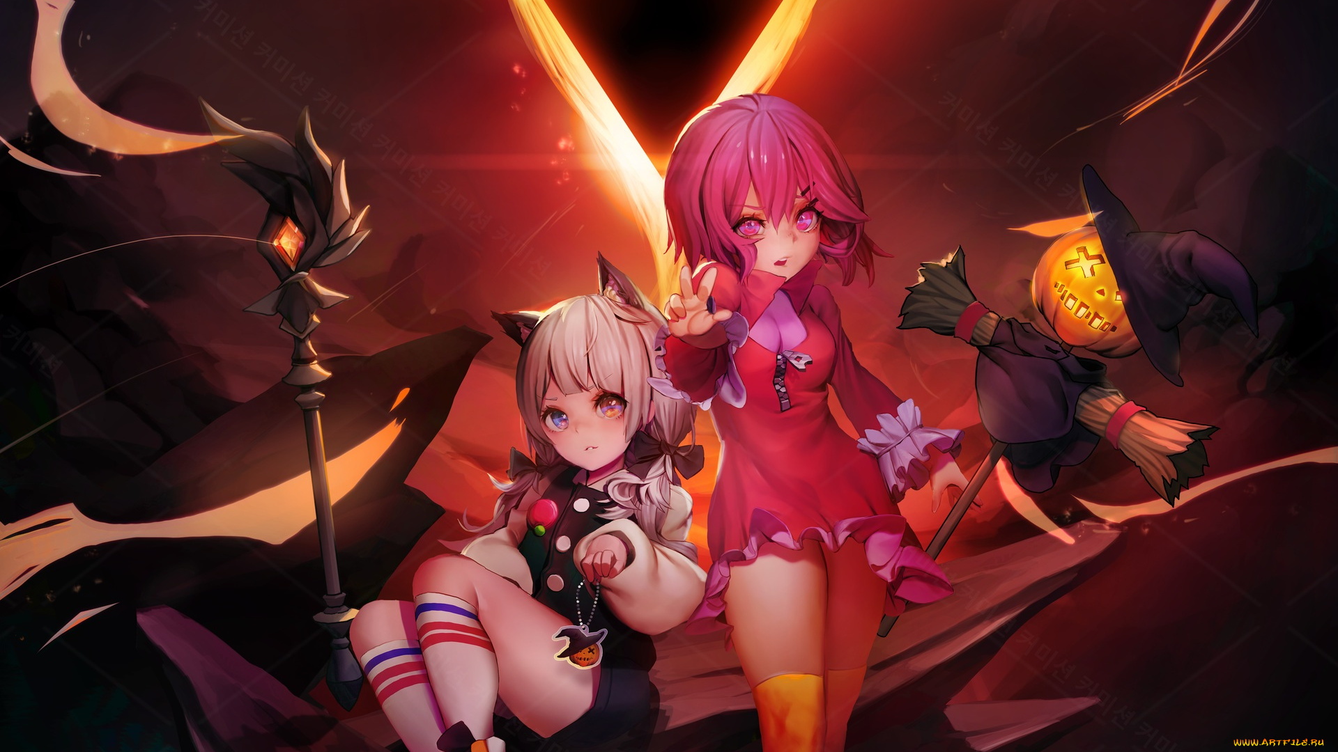 аниме, магия, , колдовство, , halloween, хеллоуин, девочки