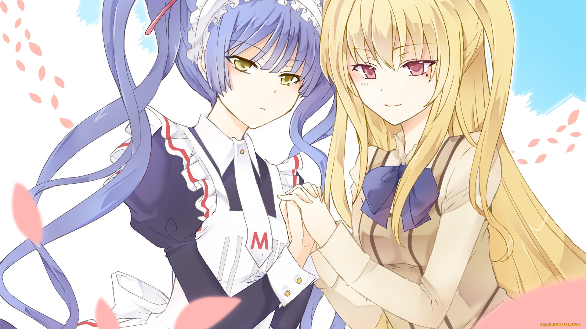 аниме, maria, holic, фон, девушки, взгляд