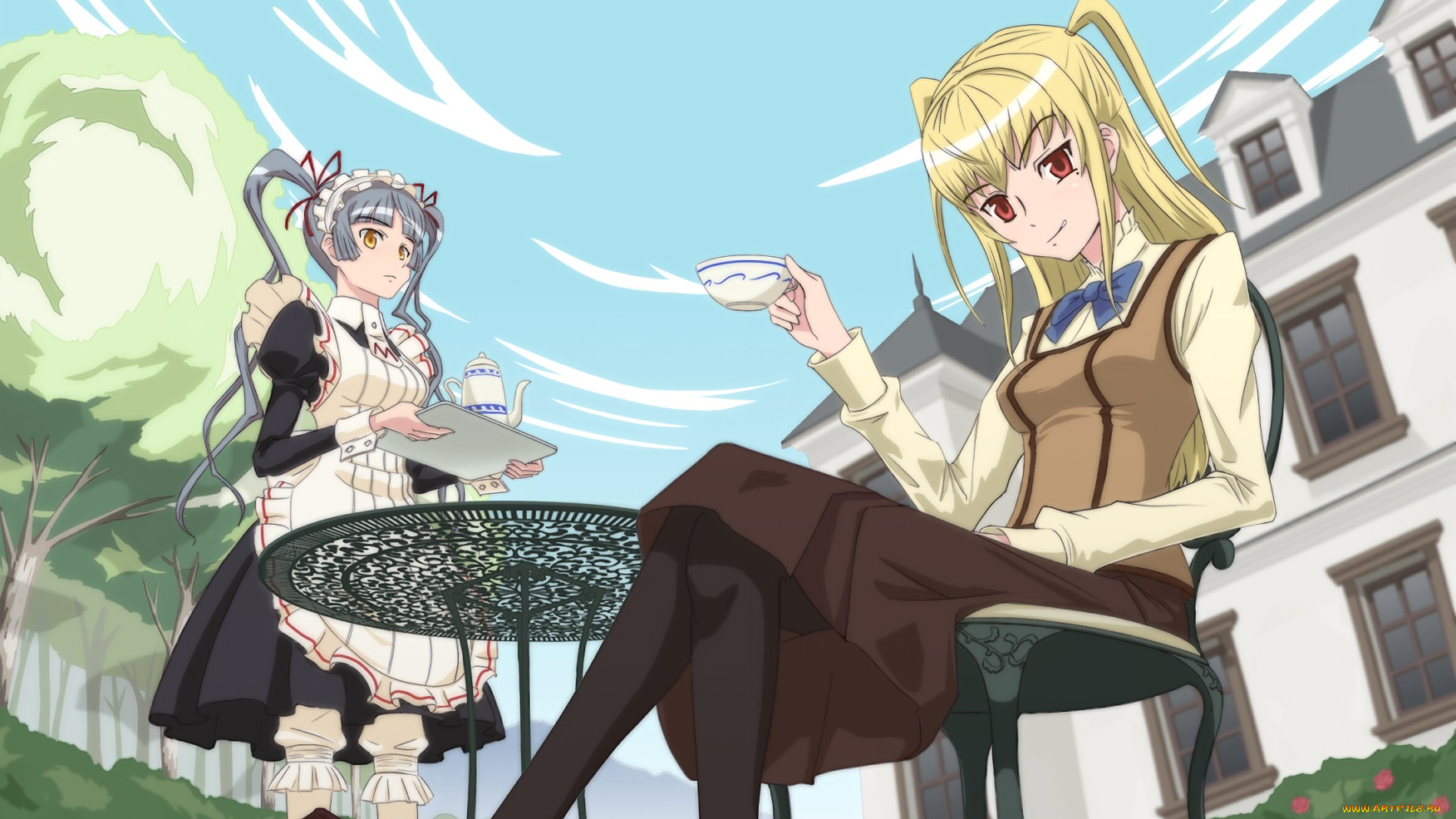 аниме, maria, holic, фон, взгляд, девушки