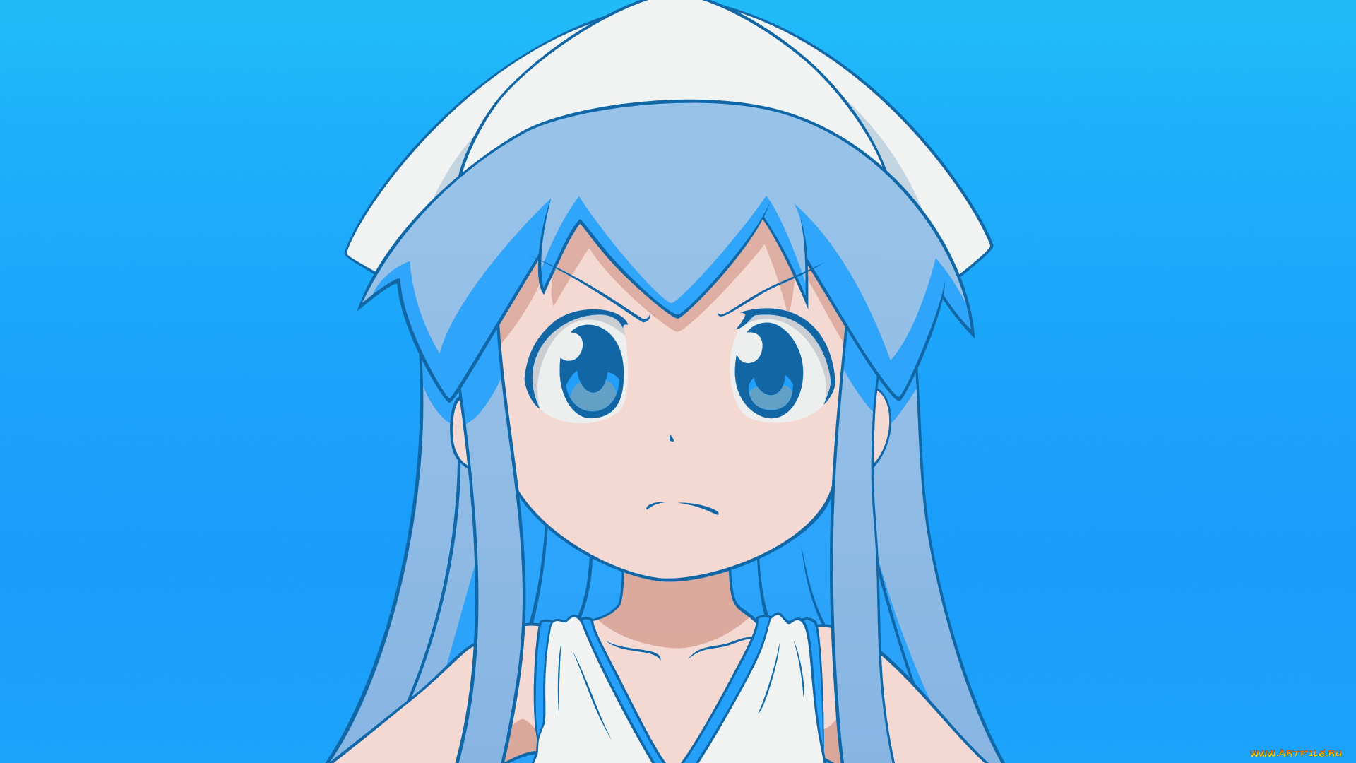 аниме, shinryaku, , ika, musume, девушка, взгляд, фон