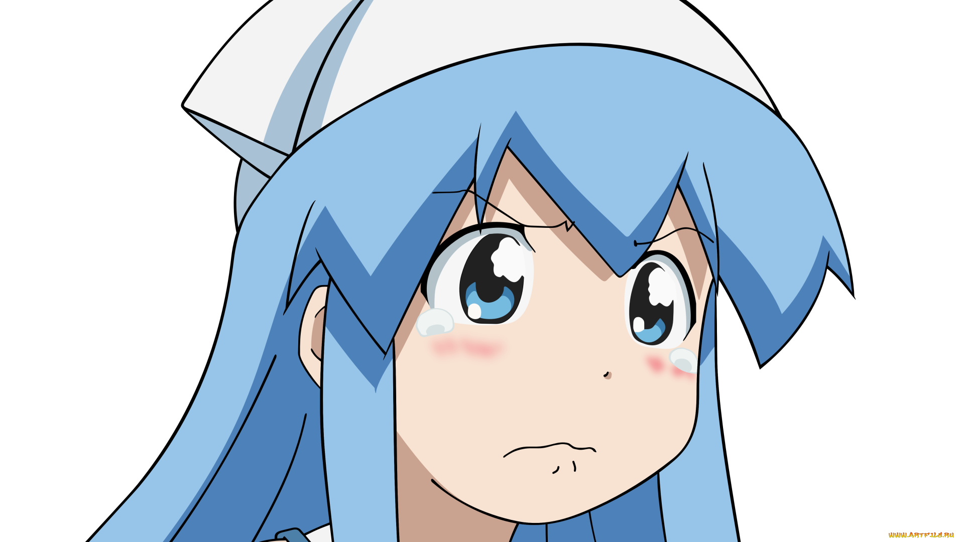 аниме, shinryaku, , ika, musume, девушка, взгляд, фон