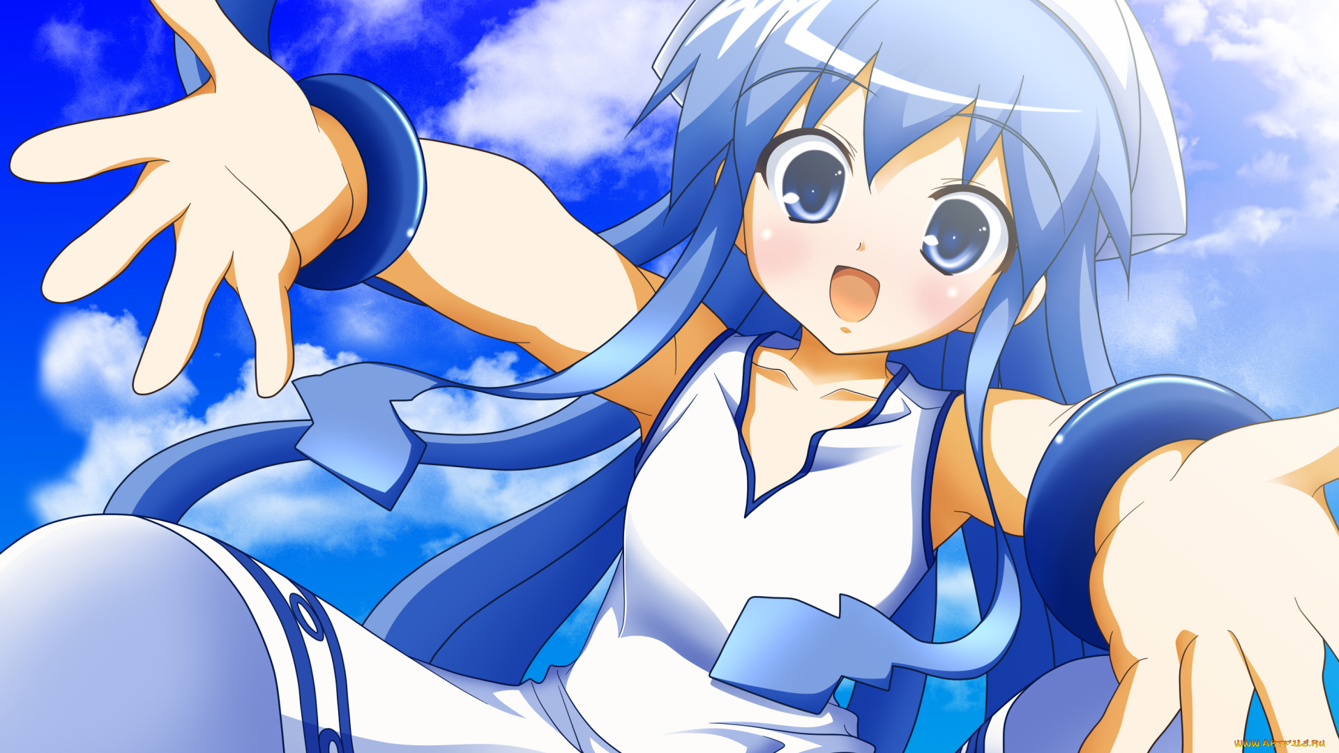 аниме, shinryaku, , ika, musume, фон, взгляд, девушка