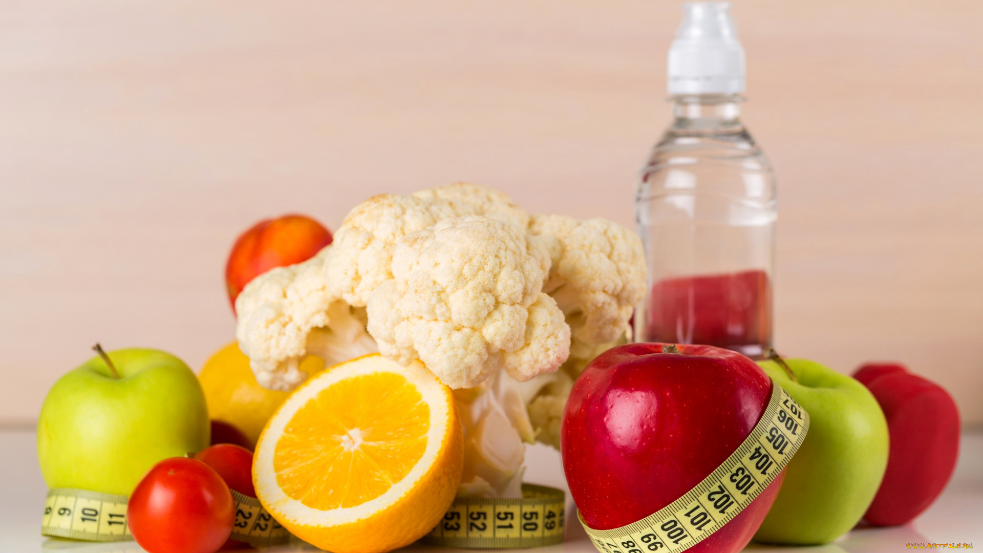 еда, фрукты, и, овощи, вместе, яблоки, orange, капуста, помидоры, апельсины, apples, tomatoes