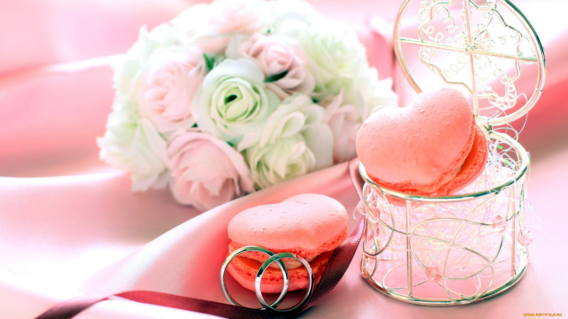 еда, макаруны, шкатулка, кольца